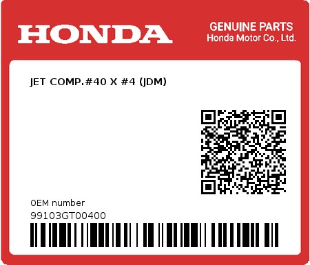 Product image: Honda - 99103GT00400 - JET COMP.#40 X #4 (JDM)  0