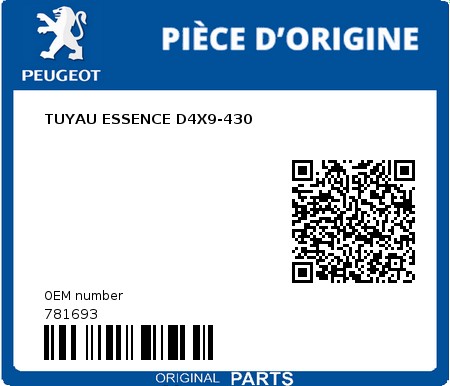 Product image: Peugeot - 781693 - TUYAU ESSENCE D4X9-430  0
