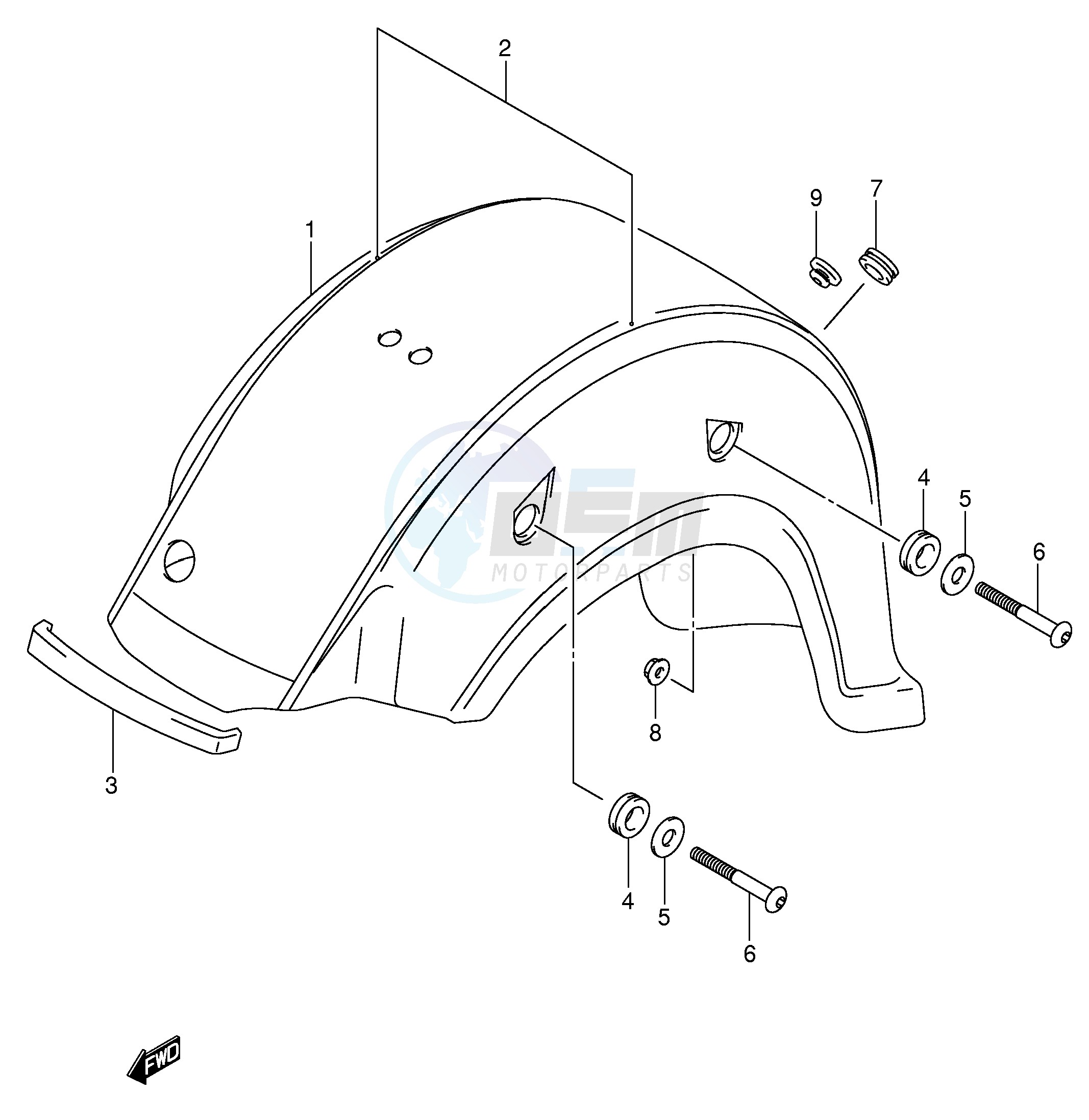 REAR FENDER (MODEL K3) blueprint