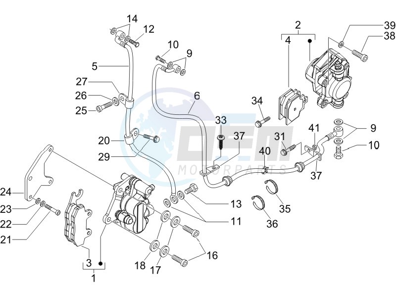 Brakes pipes - Calipers blueprint