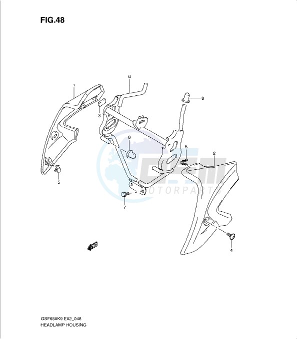 HEADLAMP COVER (WITHOUT COWLING) blueprint