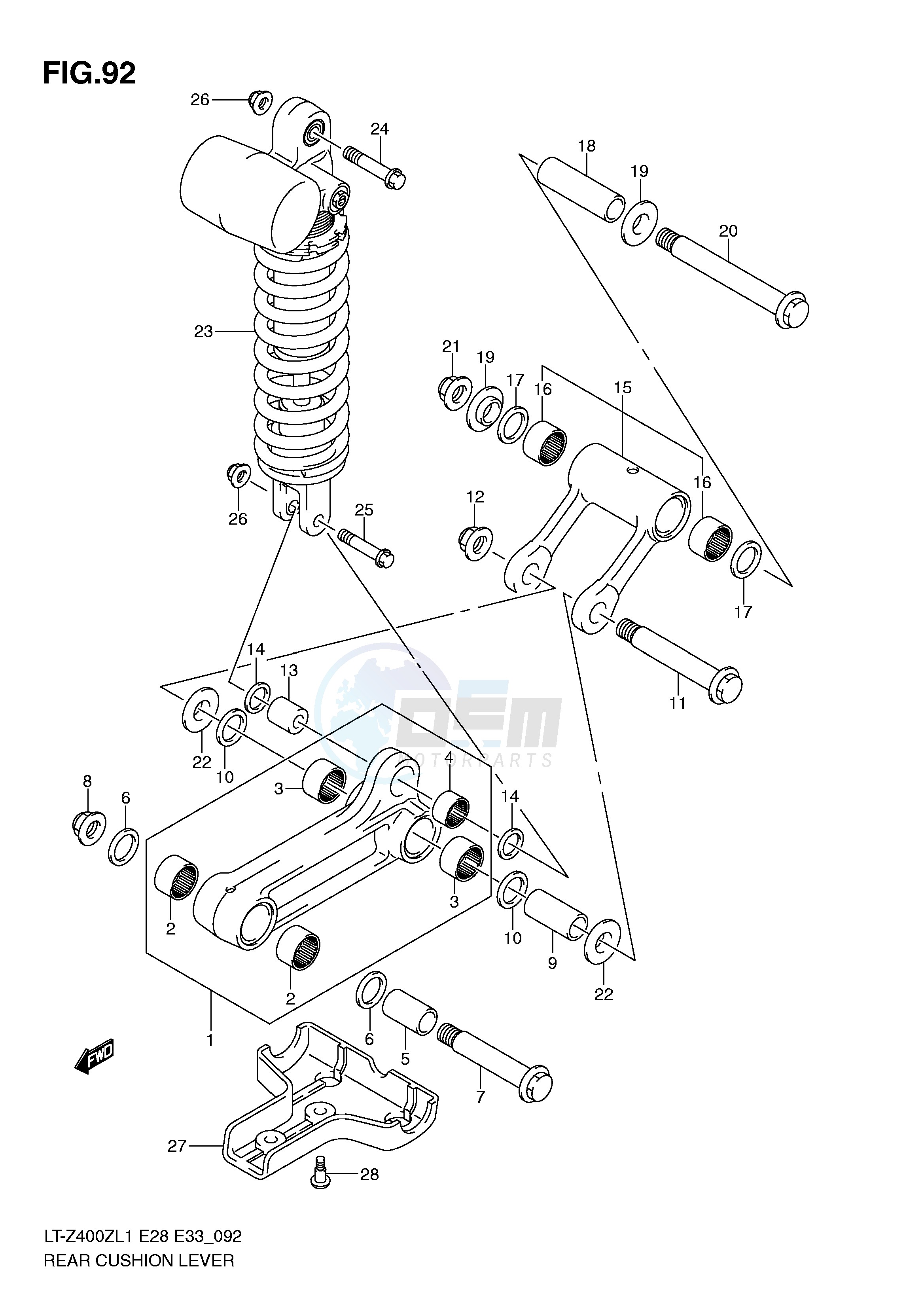 REAR CUSHION LEVER (LT-Z400ZL1 E33) blueprint