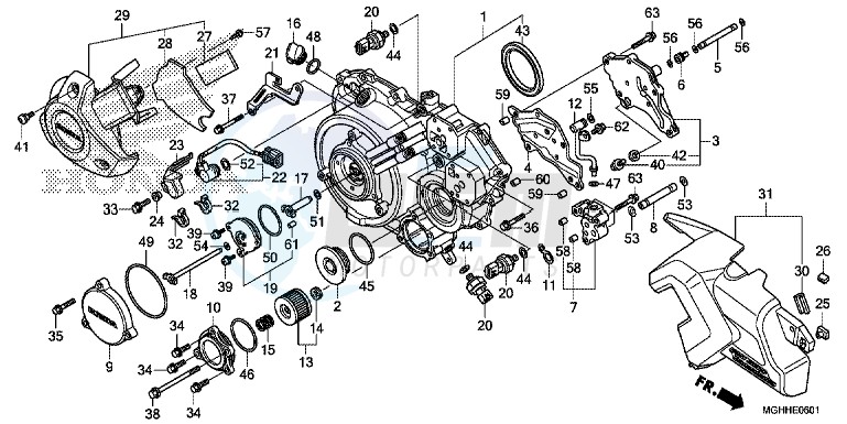 RIGHT CRANKCASE COVER (VFR1200XD/ XDA/ XDS) blueprint