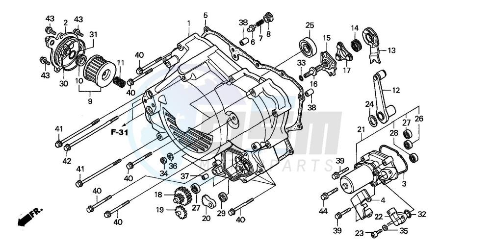 FRONT CRANKCASE COVER (TRX450FE) blueprint