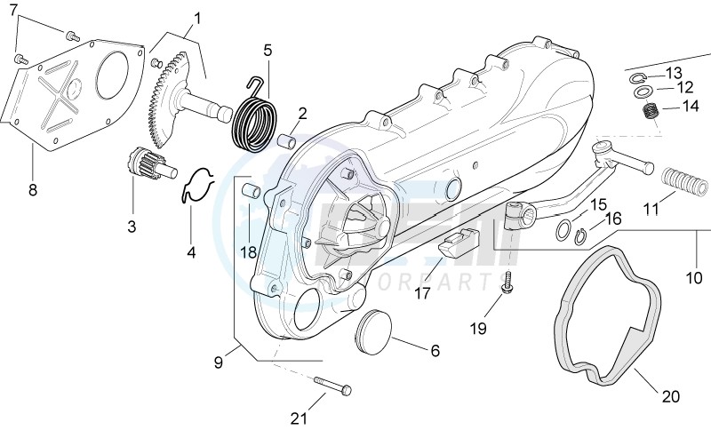 Clutch side cover - K-start assy.gear image