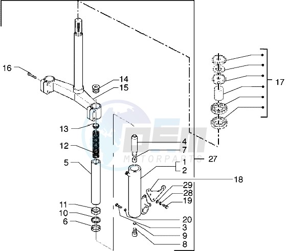 Fork-steering bearings blueprint