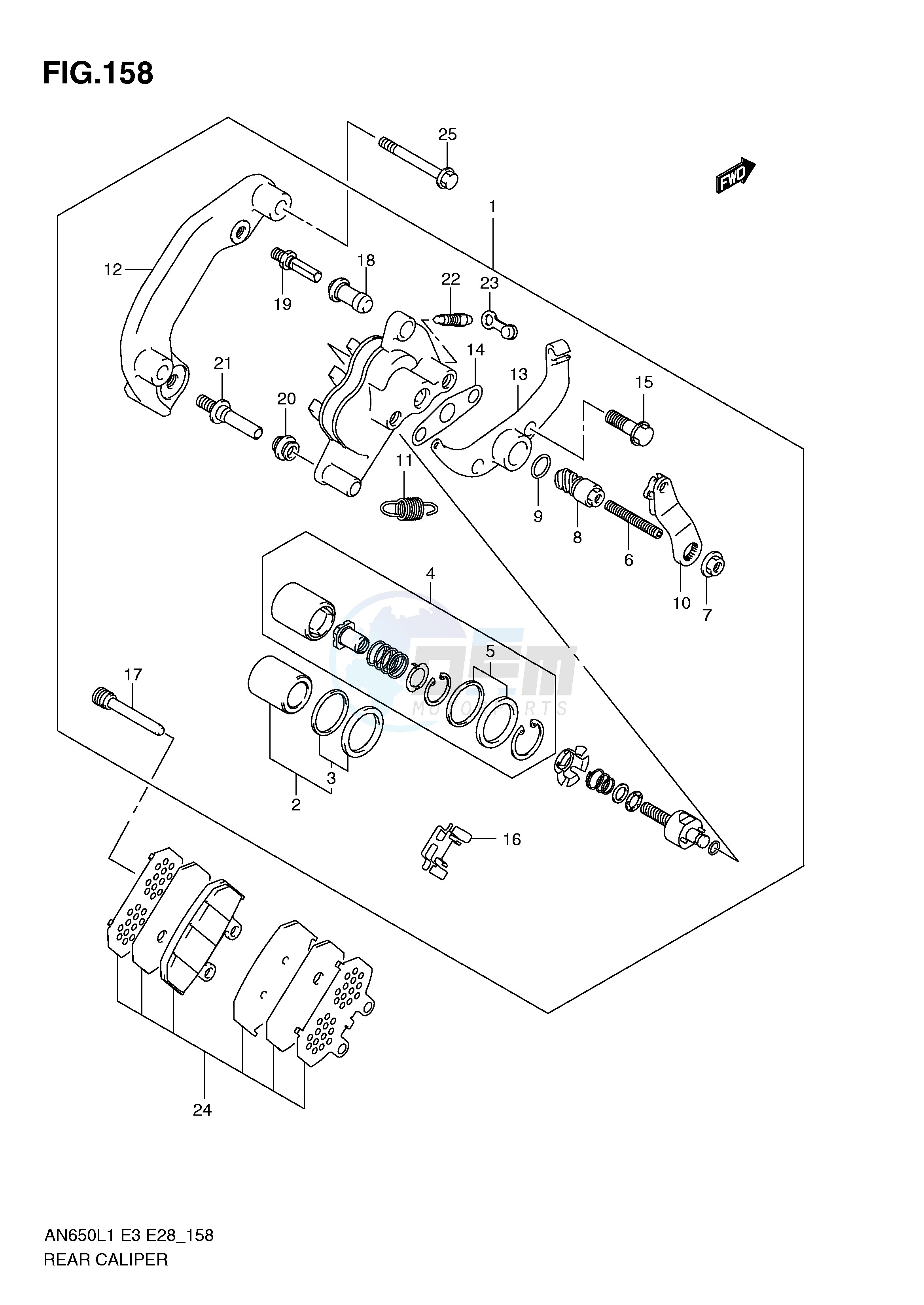 REAR CALIPER (AN650AL1 E28) blueprint