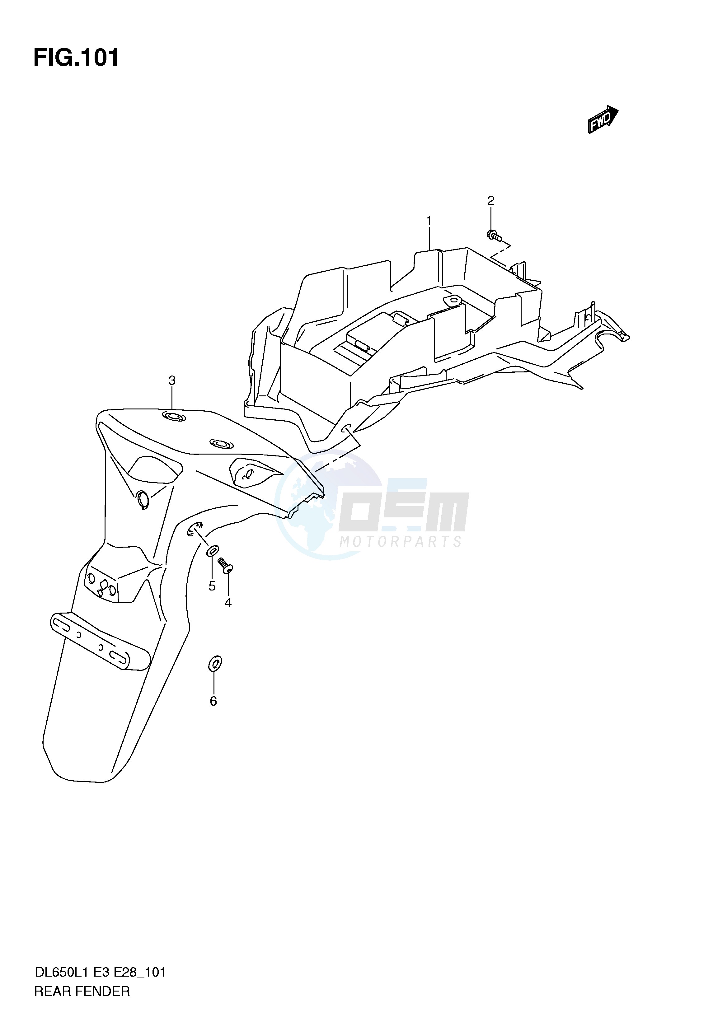 REAR FENDER (DL650AL1 E3) blueprint