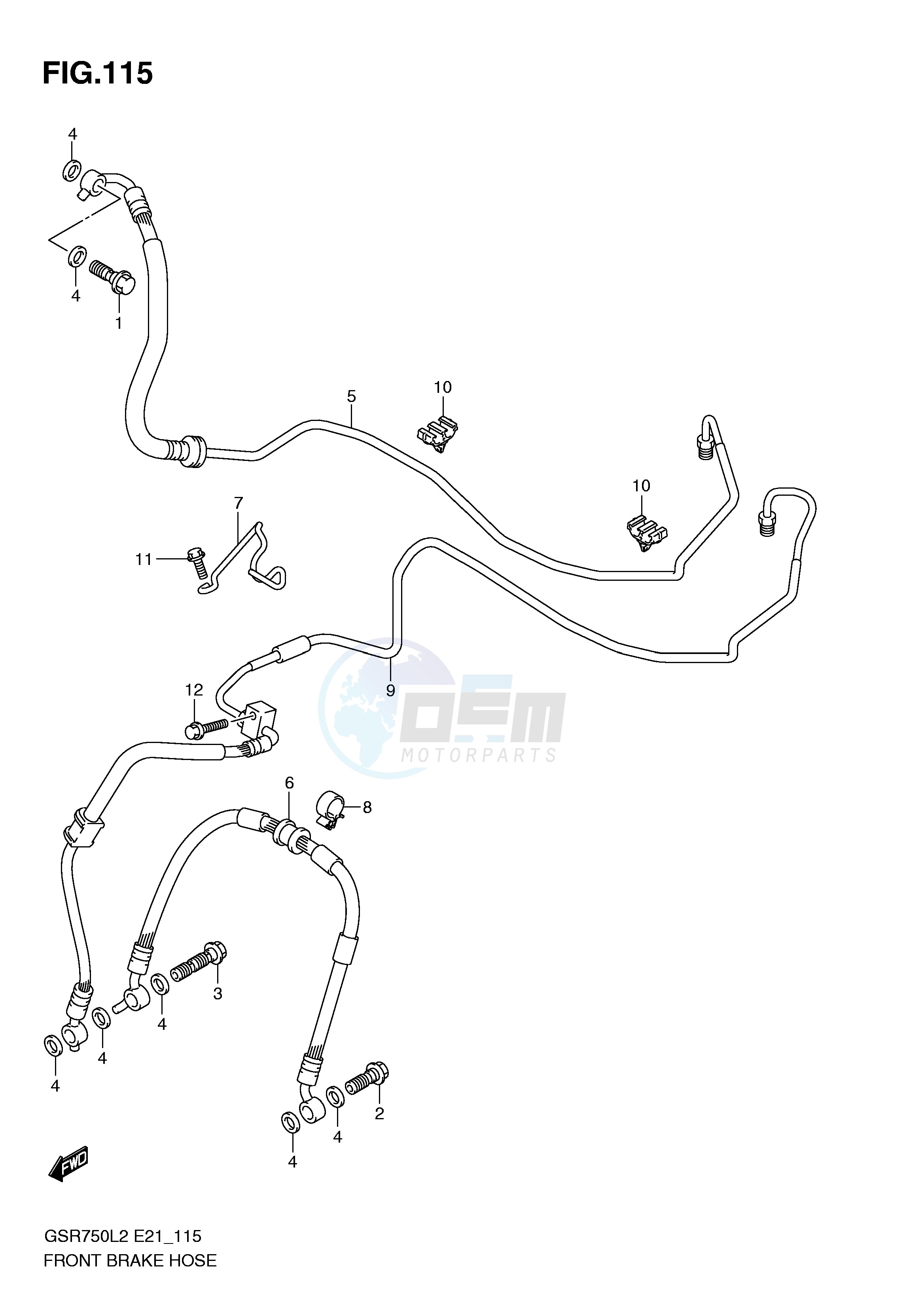 FRONT BRAKE HOSE (GSR750AL2 E21) image