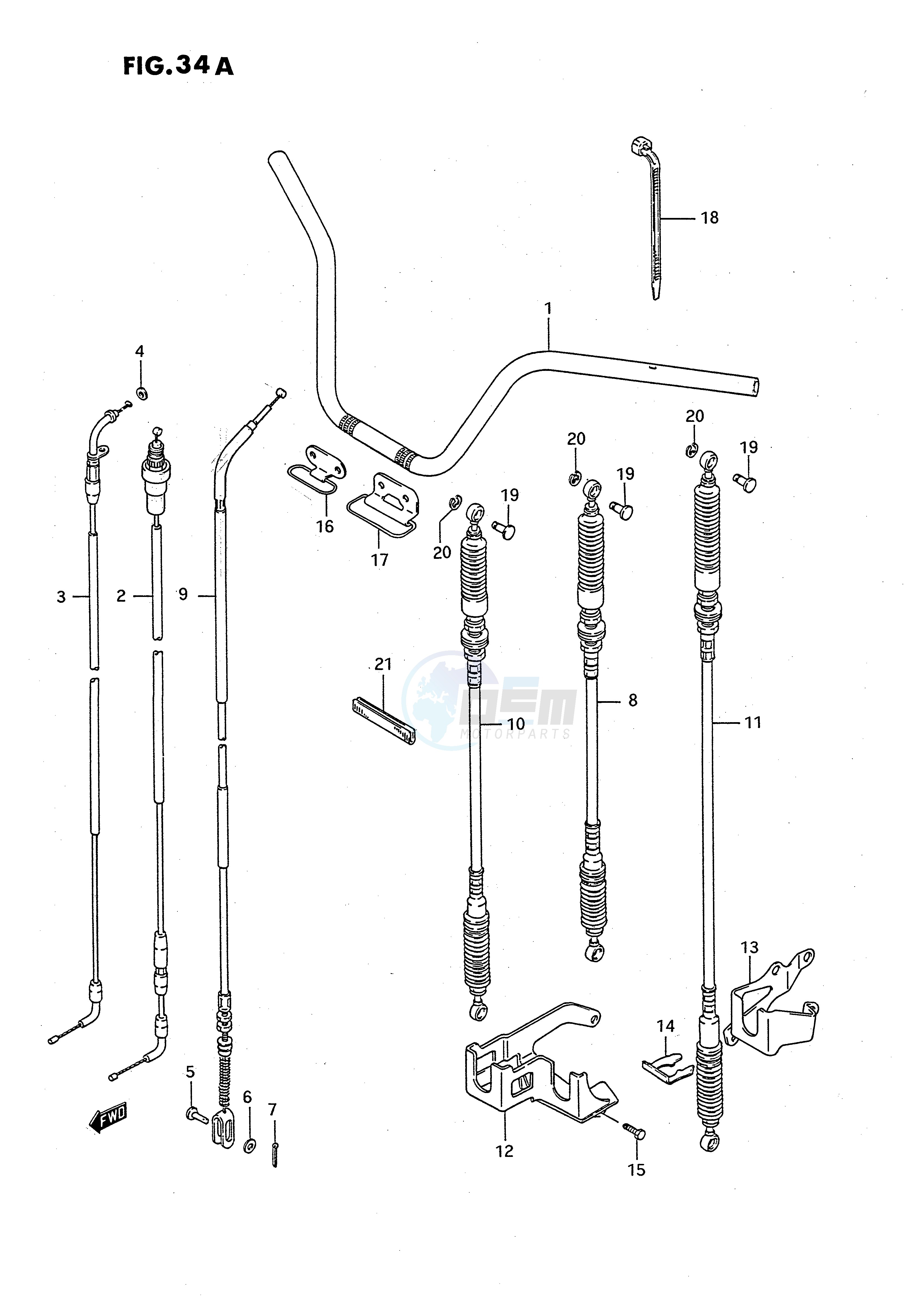 HANDLEBAR - CABLE (MODEL L M N P R S T) blueprint