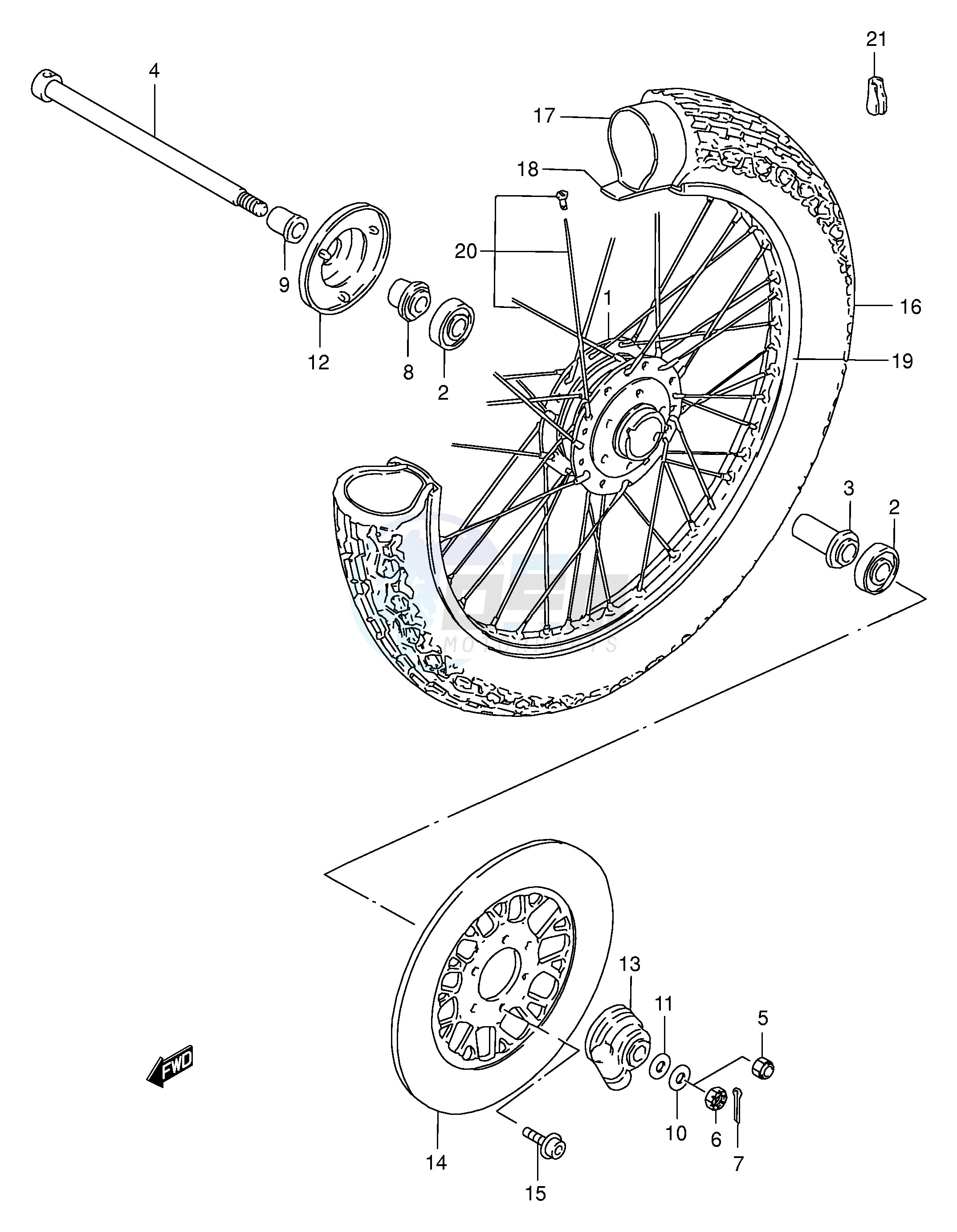 FRONT WHEEL (GN250T W X Y) image