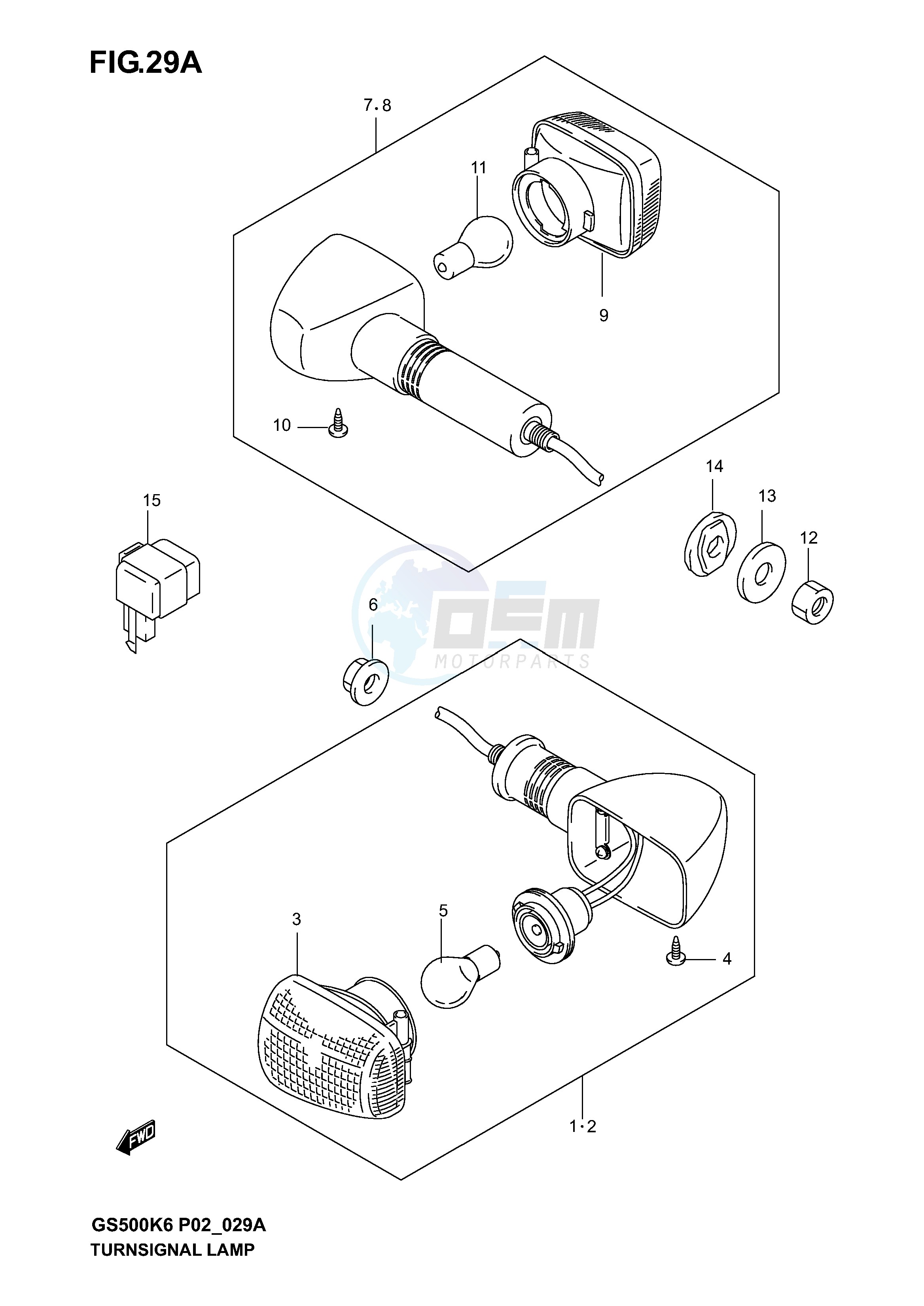 TURNSIGNAL LAMP (GS500K4 K5 K6 UK4 K5 K6) blueprint