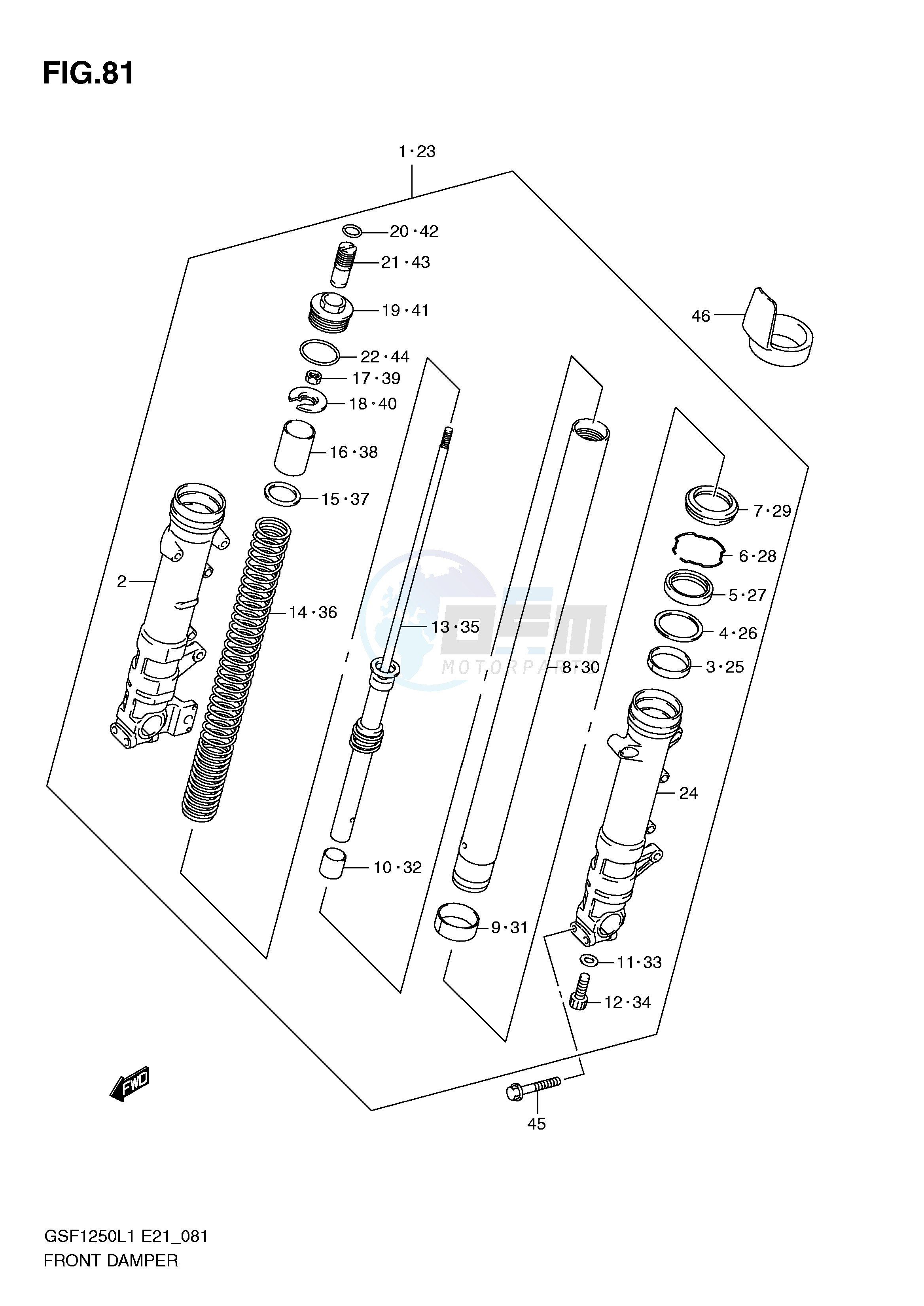 FRONT DAMPER (GSF1250L1 E24) blueprint