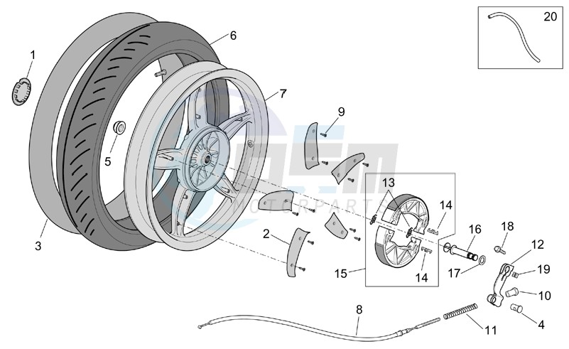 Rear wheel - drum brake blueprint