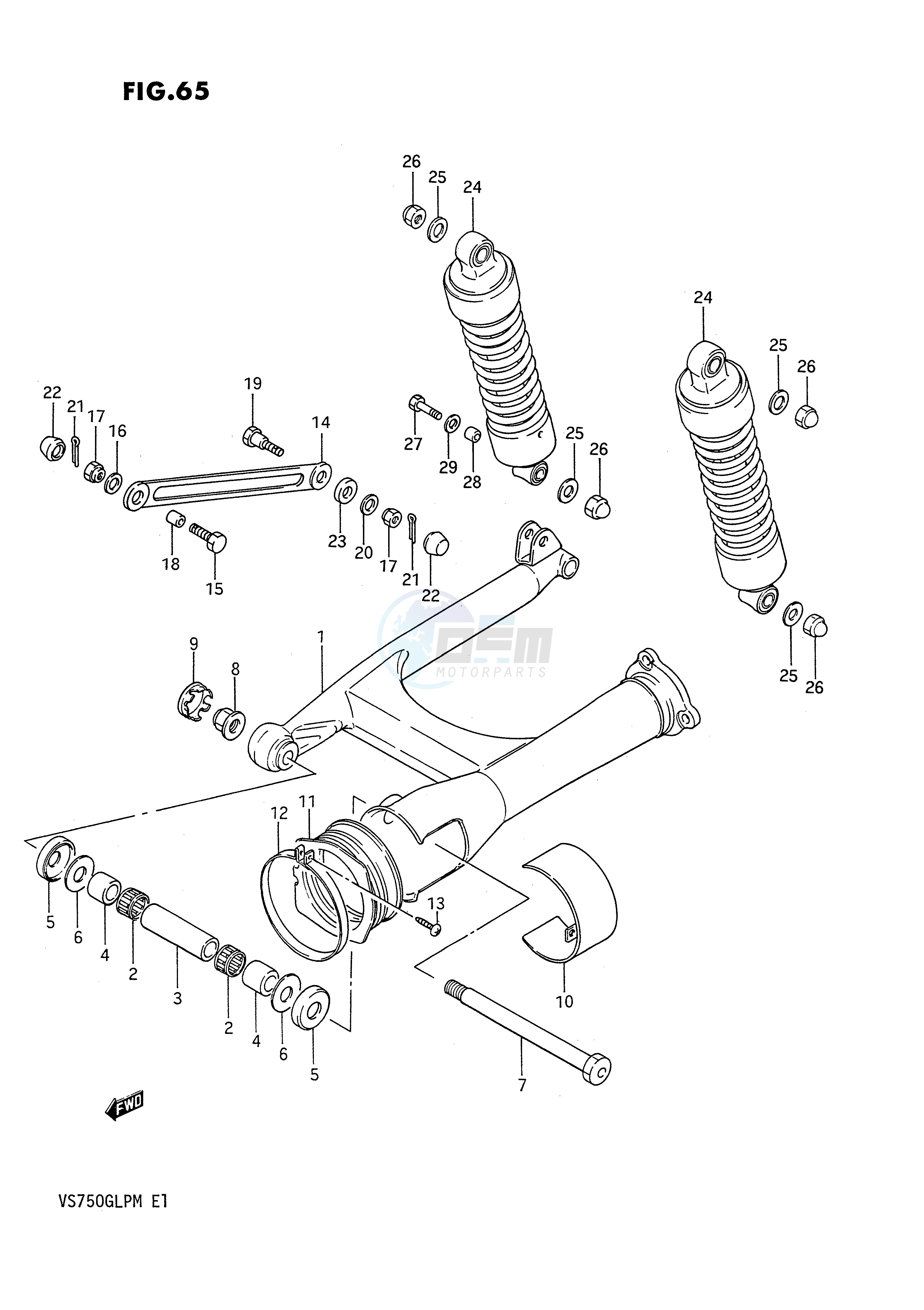 REAR SWINGING ARM (MODEL G) blueprint