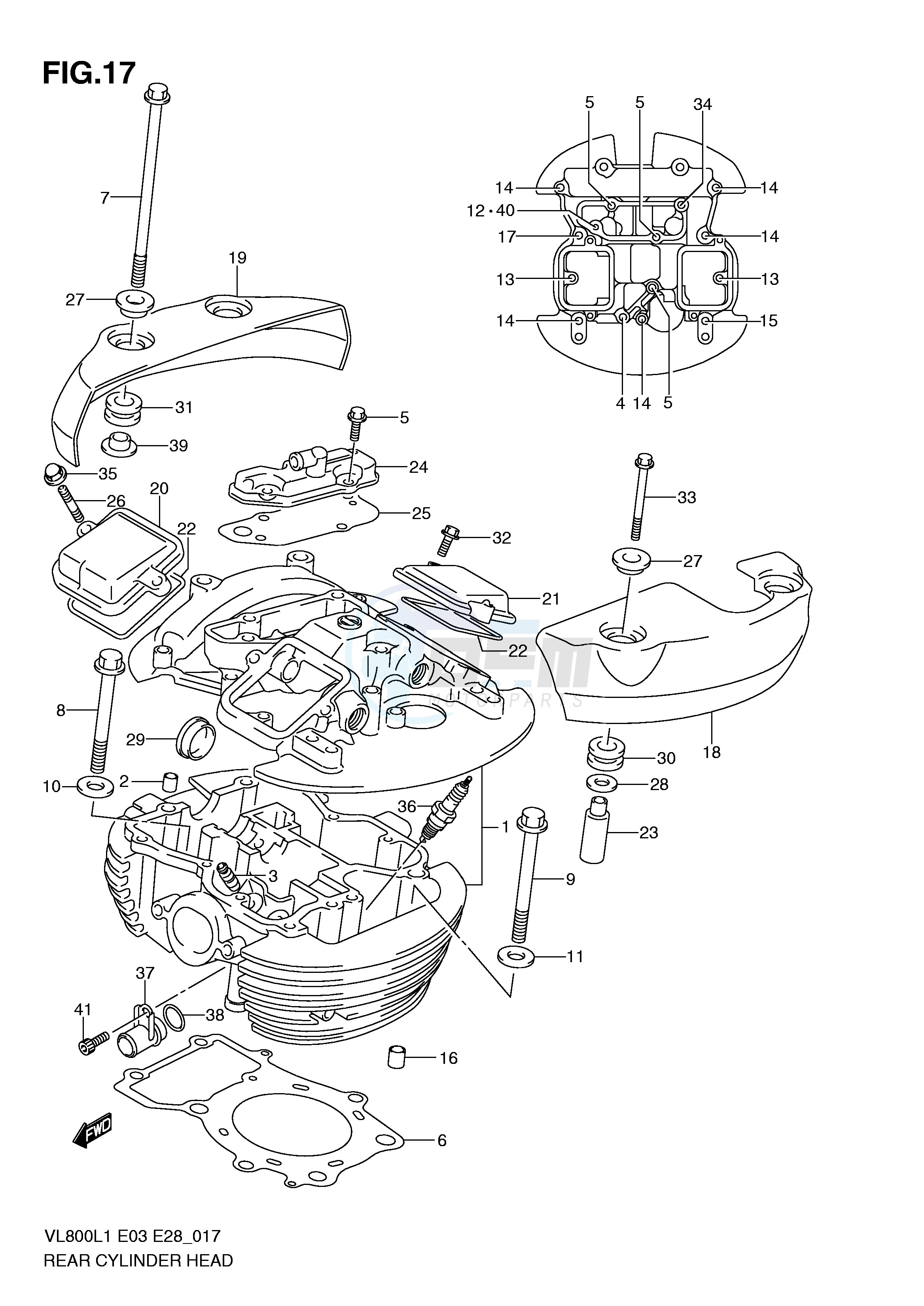 REAR CYLINDER HEAD (VL800TL1 E3) blueprint