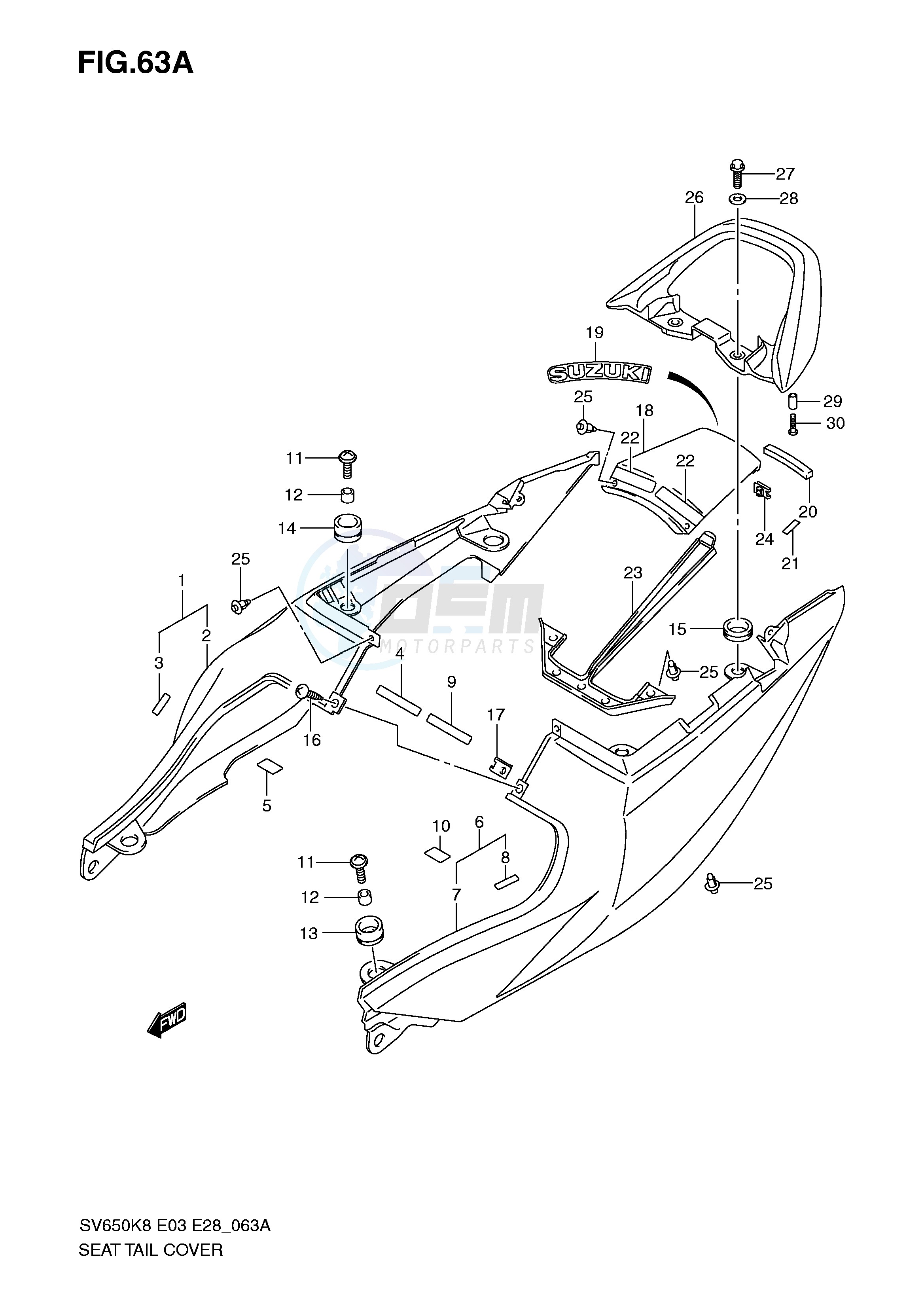 SEAT TAIL COVER (SV650SK9 SAK9) blueprint