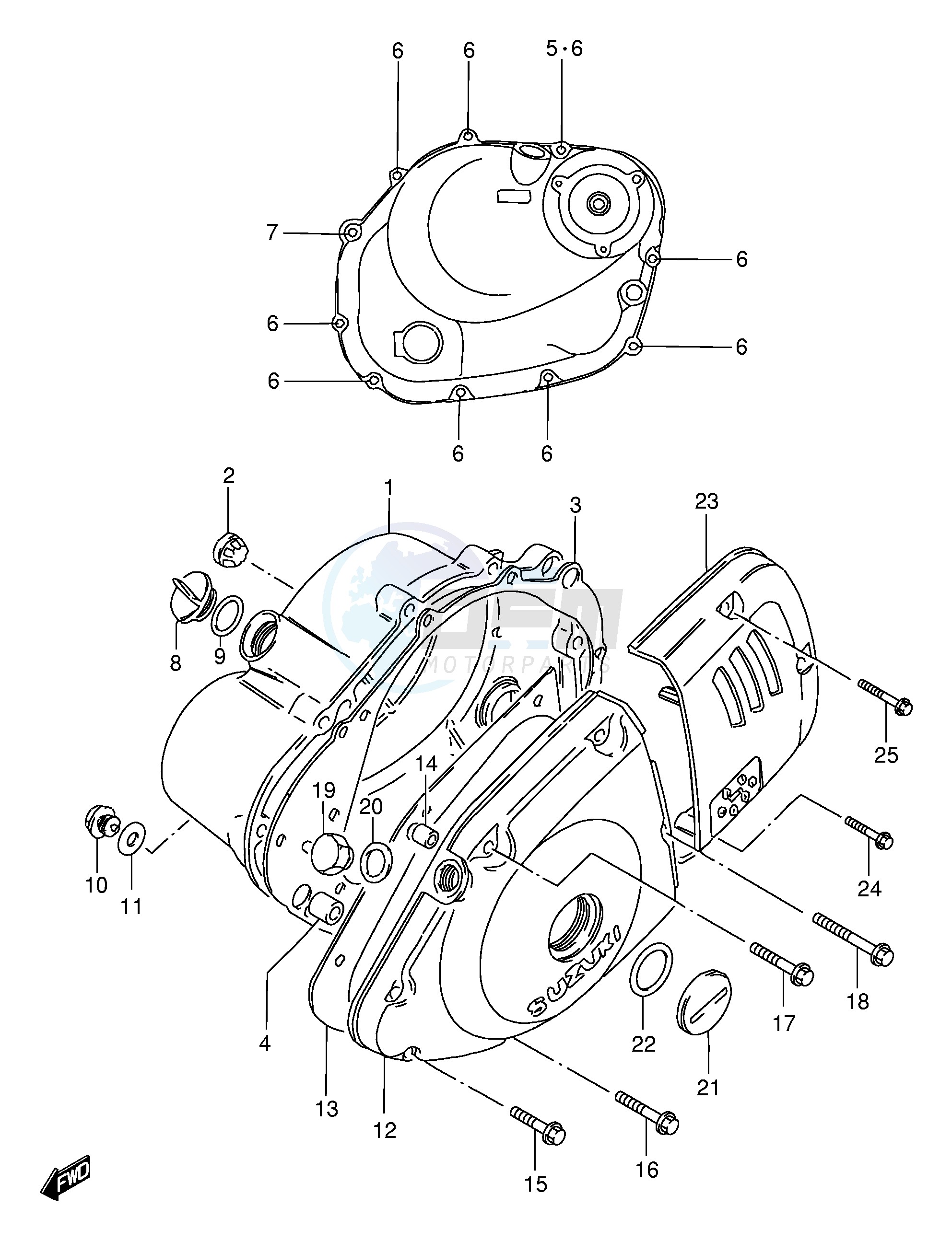 CRANKCASE COVER (SEE NOTE) blueprint