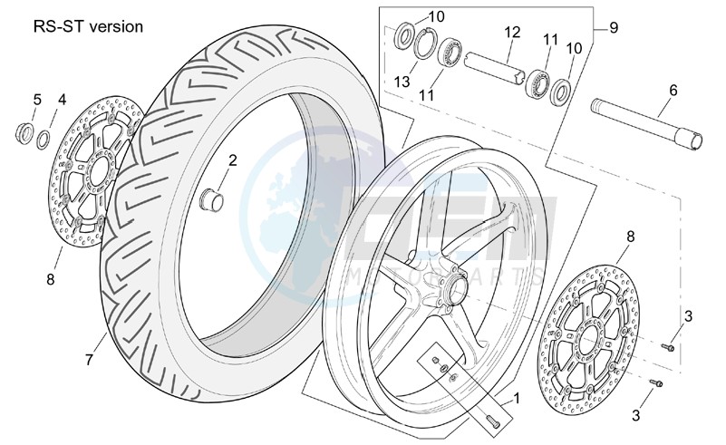 ST-RS version front wheel blueprint