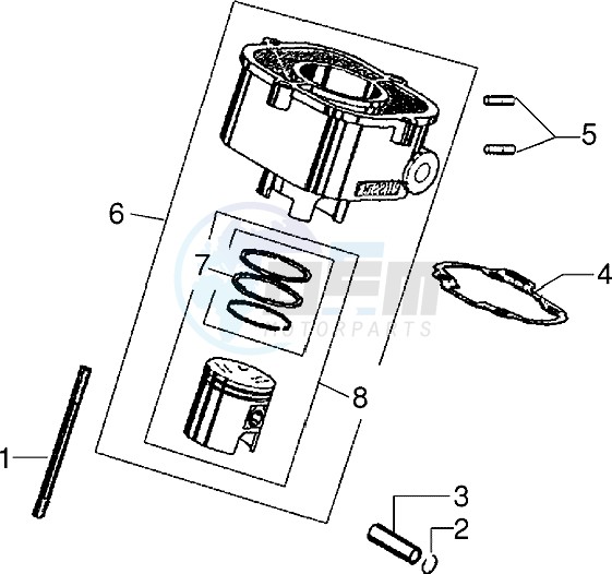 Head-cylinder-piston blueprint