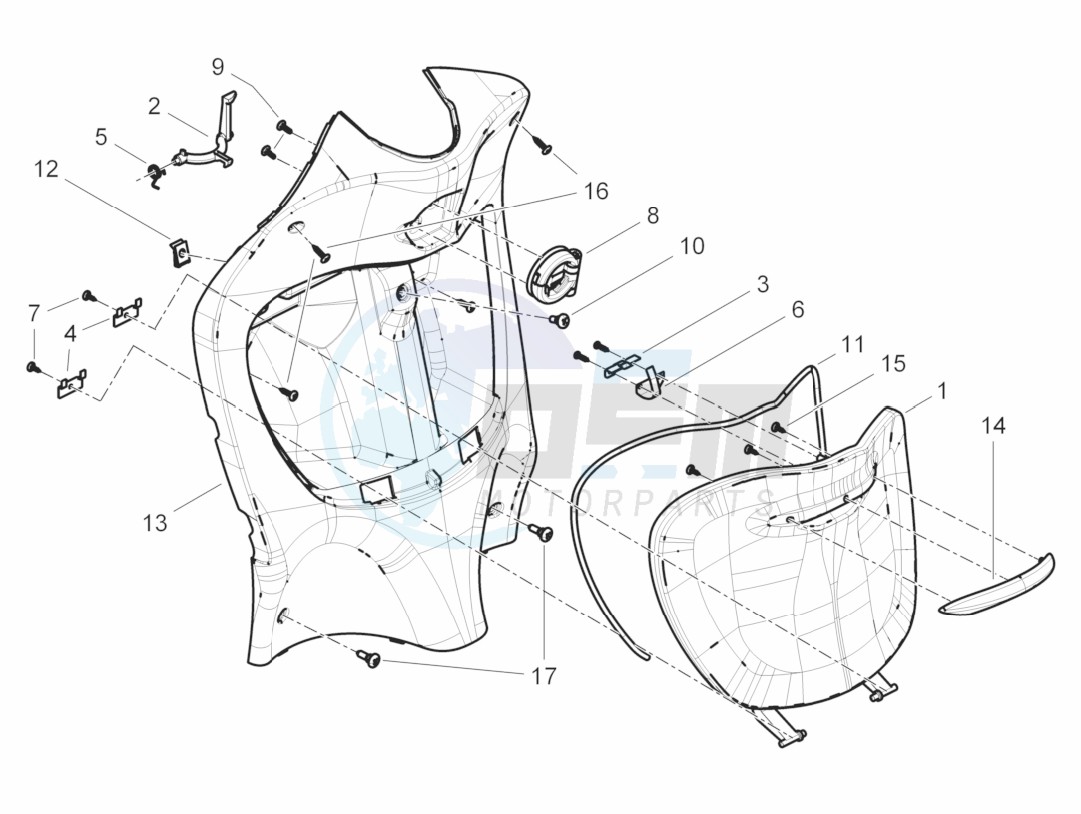 Front glove-box - Knee-guard panel blueprint