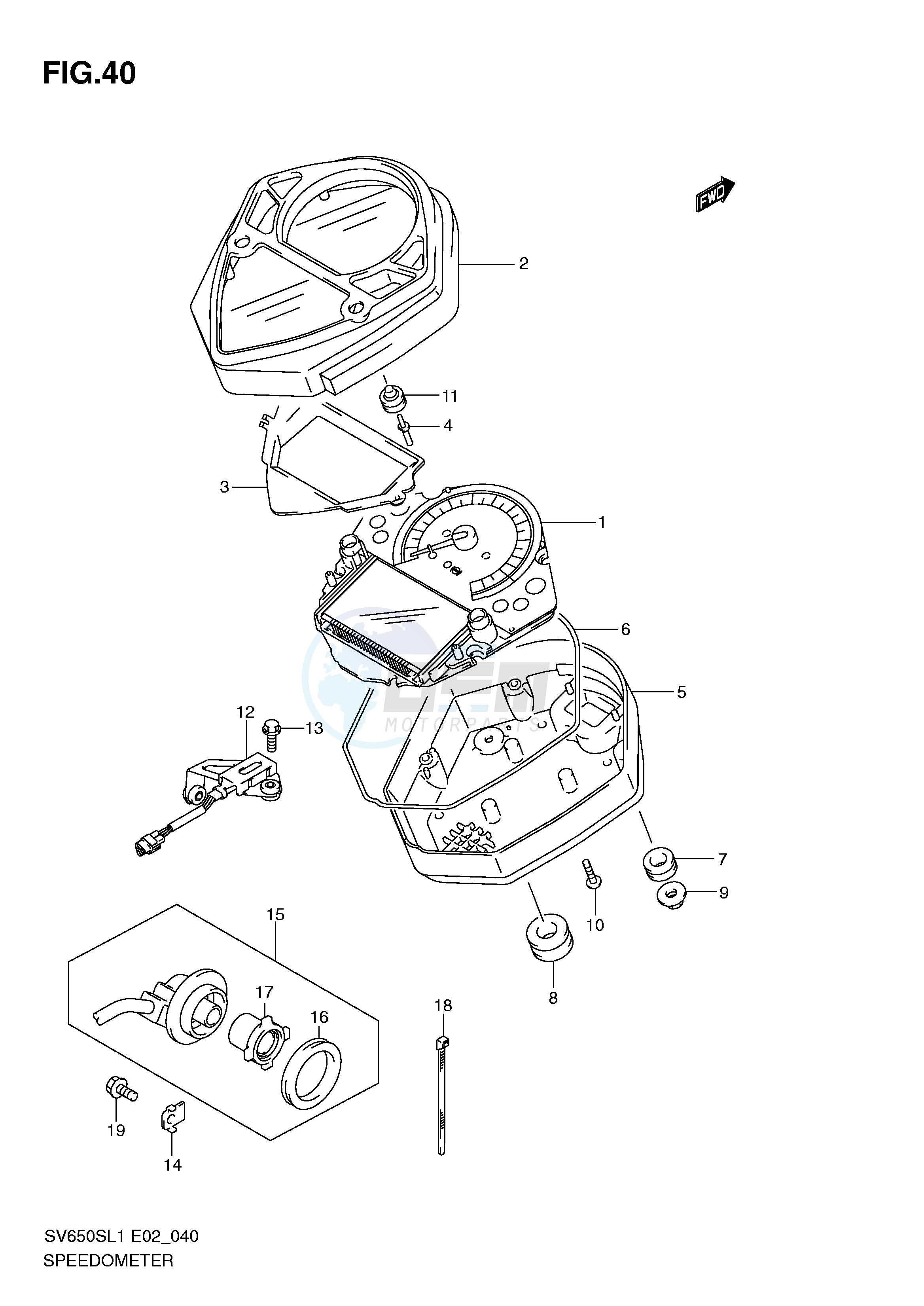 SPEEDOMETER (SV650SAL1 E24) image