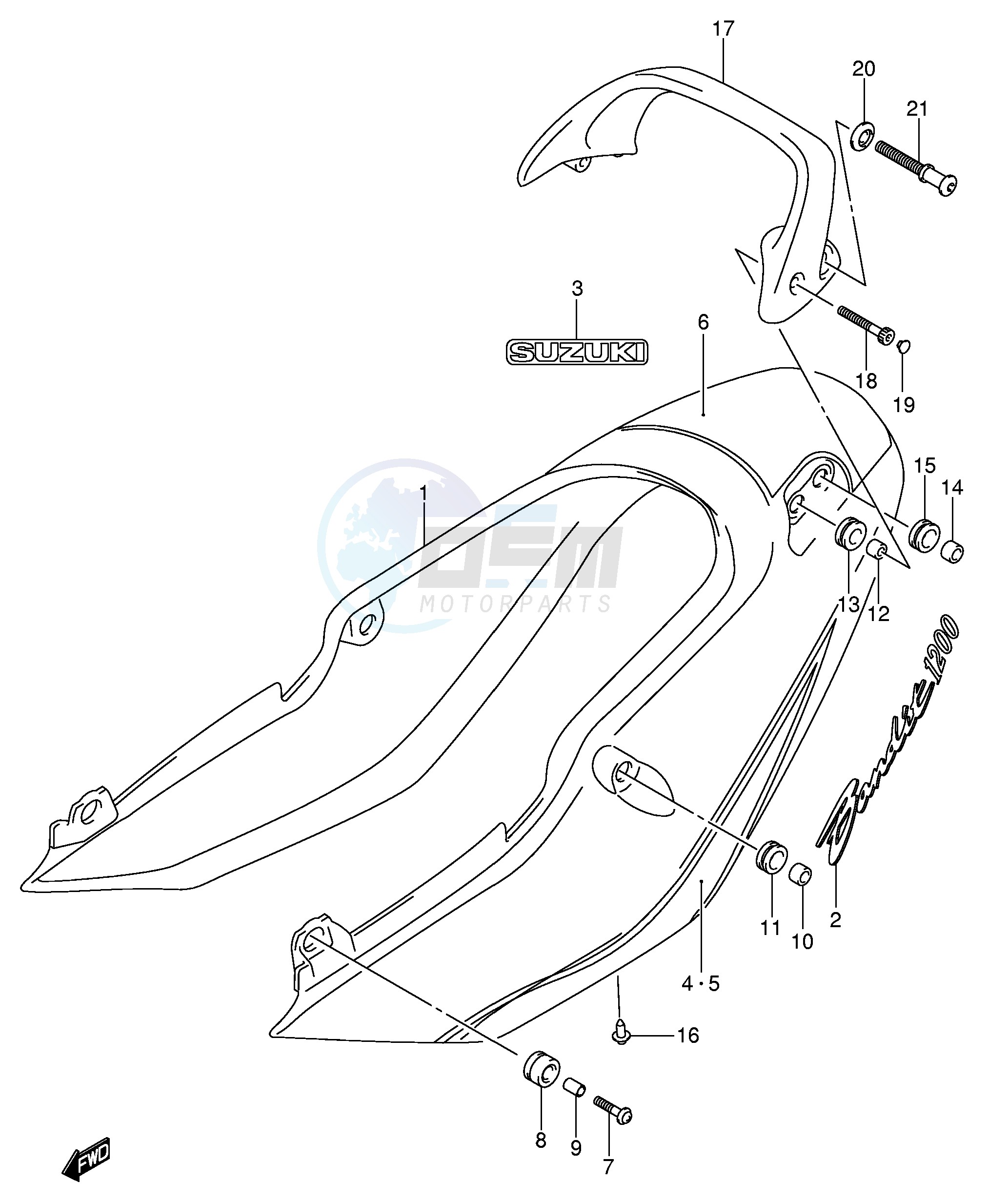 SEAT TAIL COVER (GSF1200ZK5) blueprint