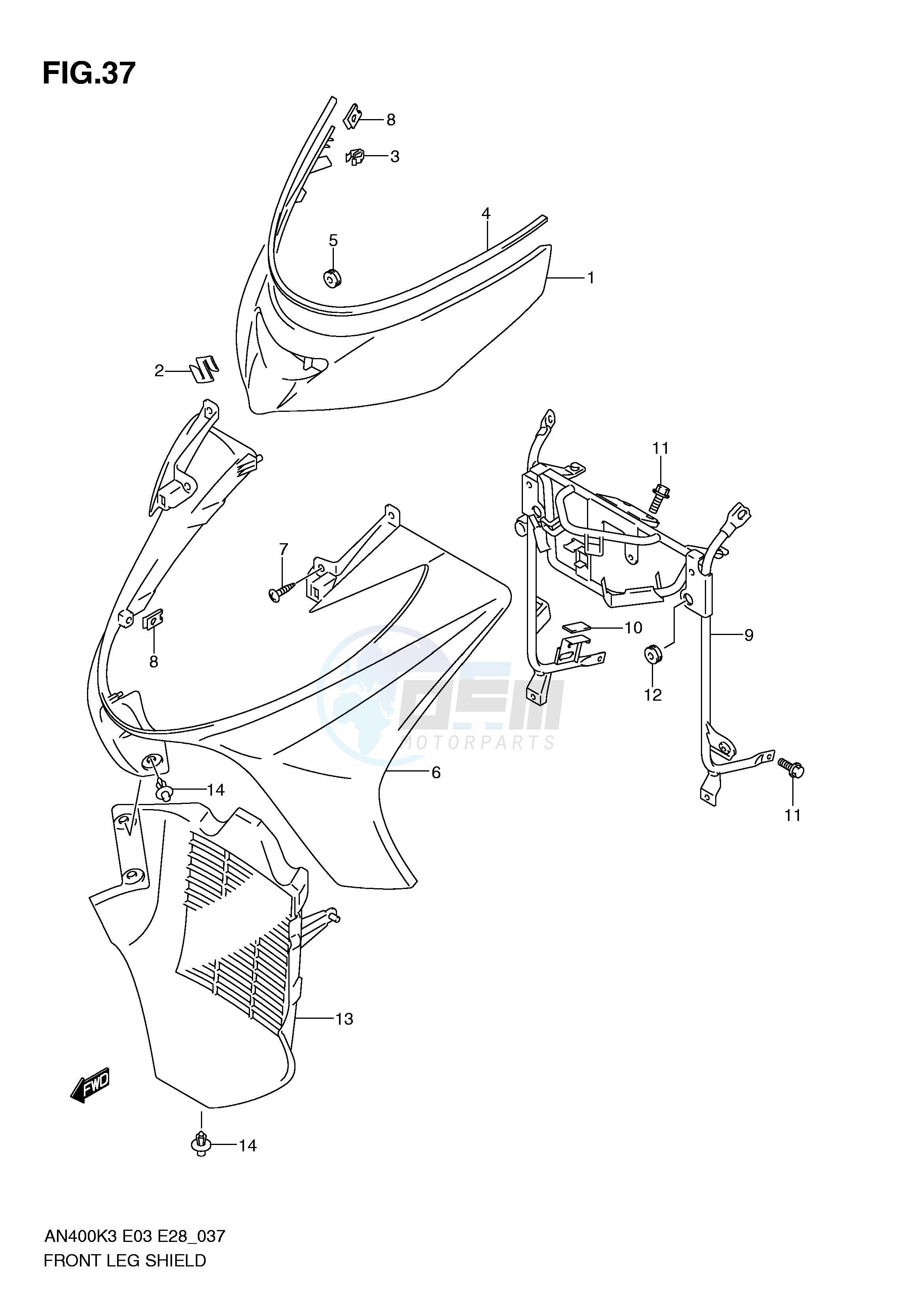 FRONT LEG SHIELD (MODEL K3 K4) blueprint