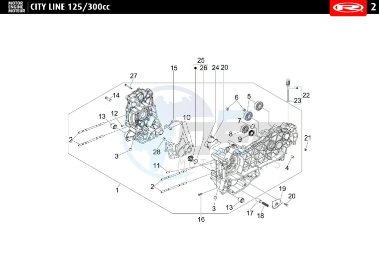 CRANKCASE  125cc blueprint