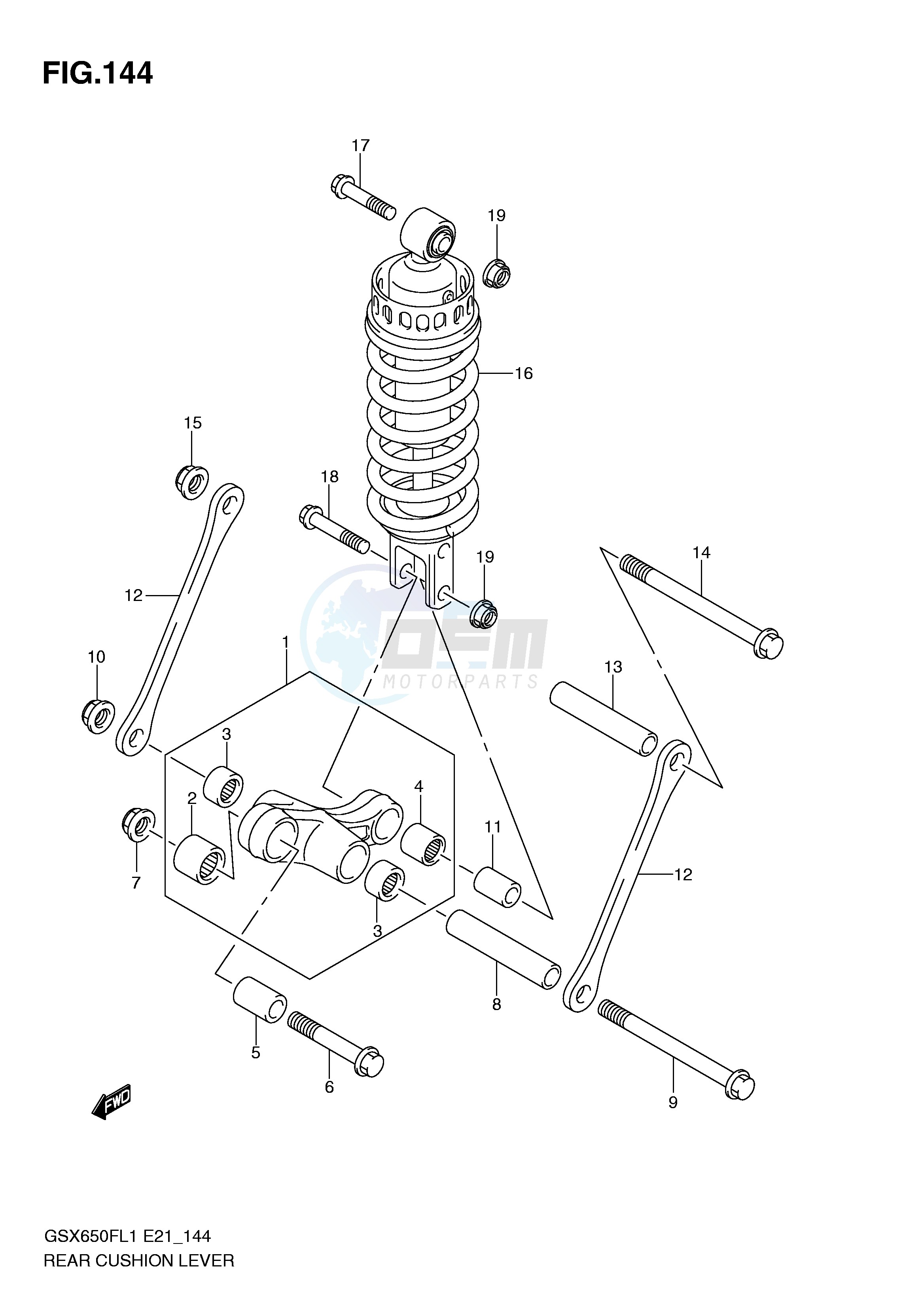 REAR CUSHION LEVER (GSX650FAL1 E21) blueprint