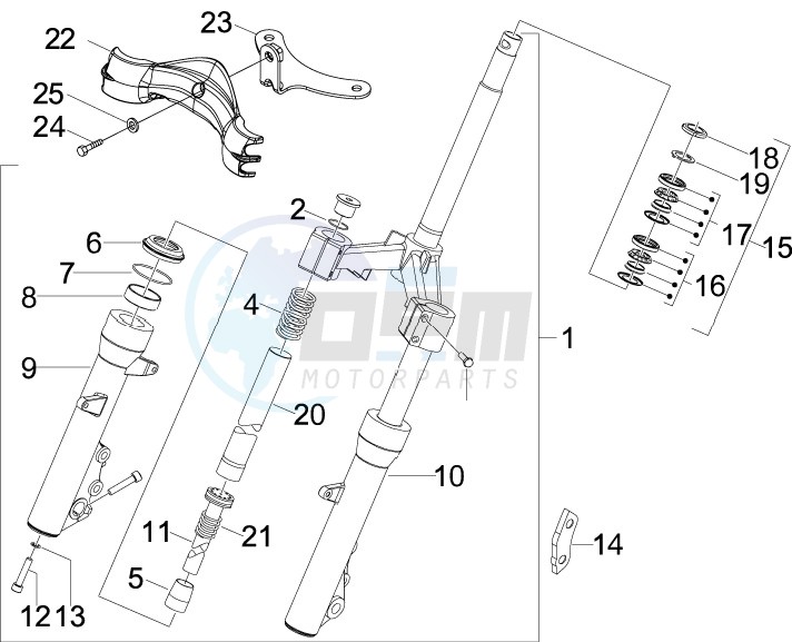 Fork steering tube - Steering bearing unit blueprint