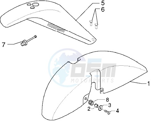 Front and rear mudguard blueprint