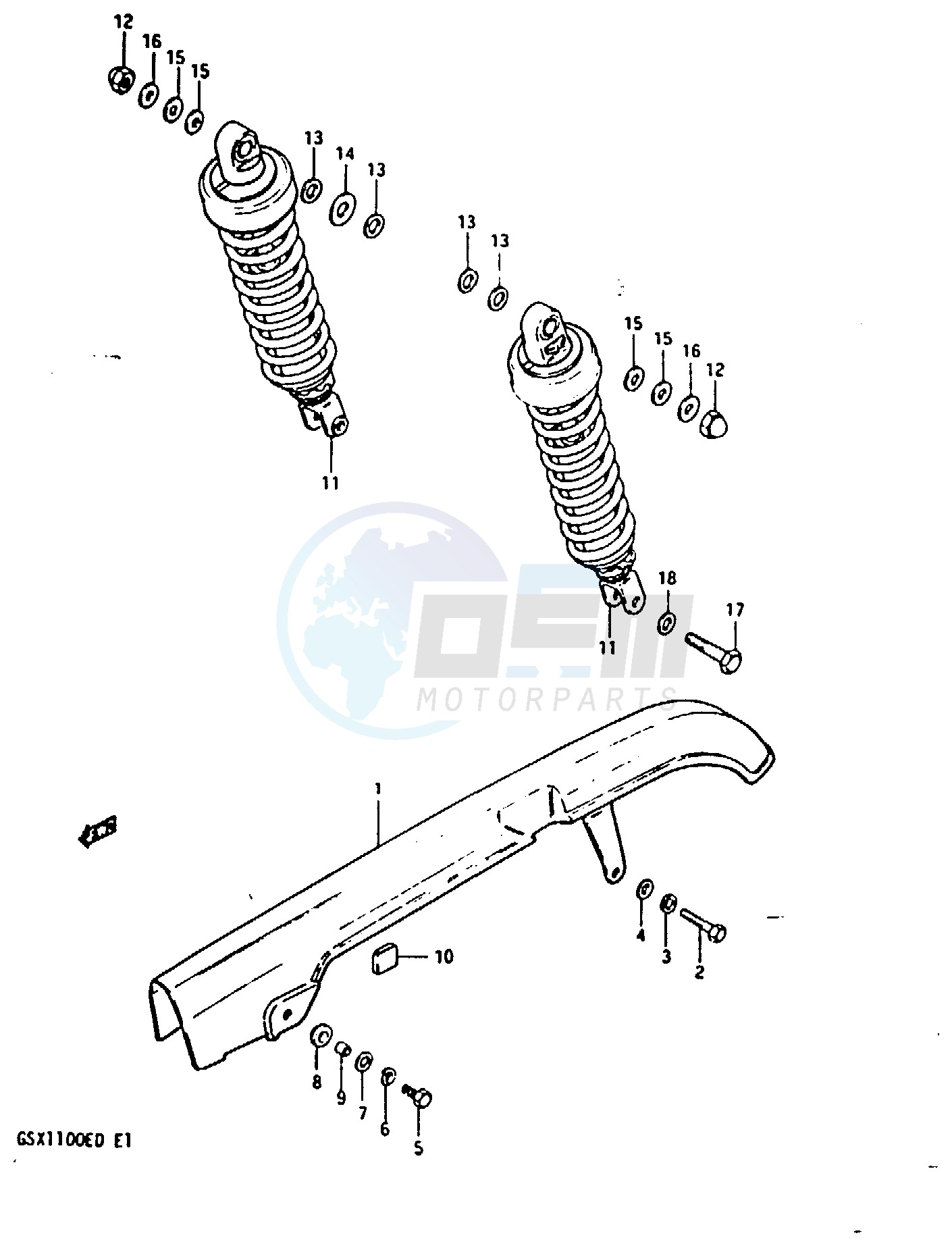 CHAIN CASE - REAR SHOCK ABSORBER (GSX1100ED EXD,ESD) image