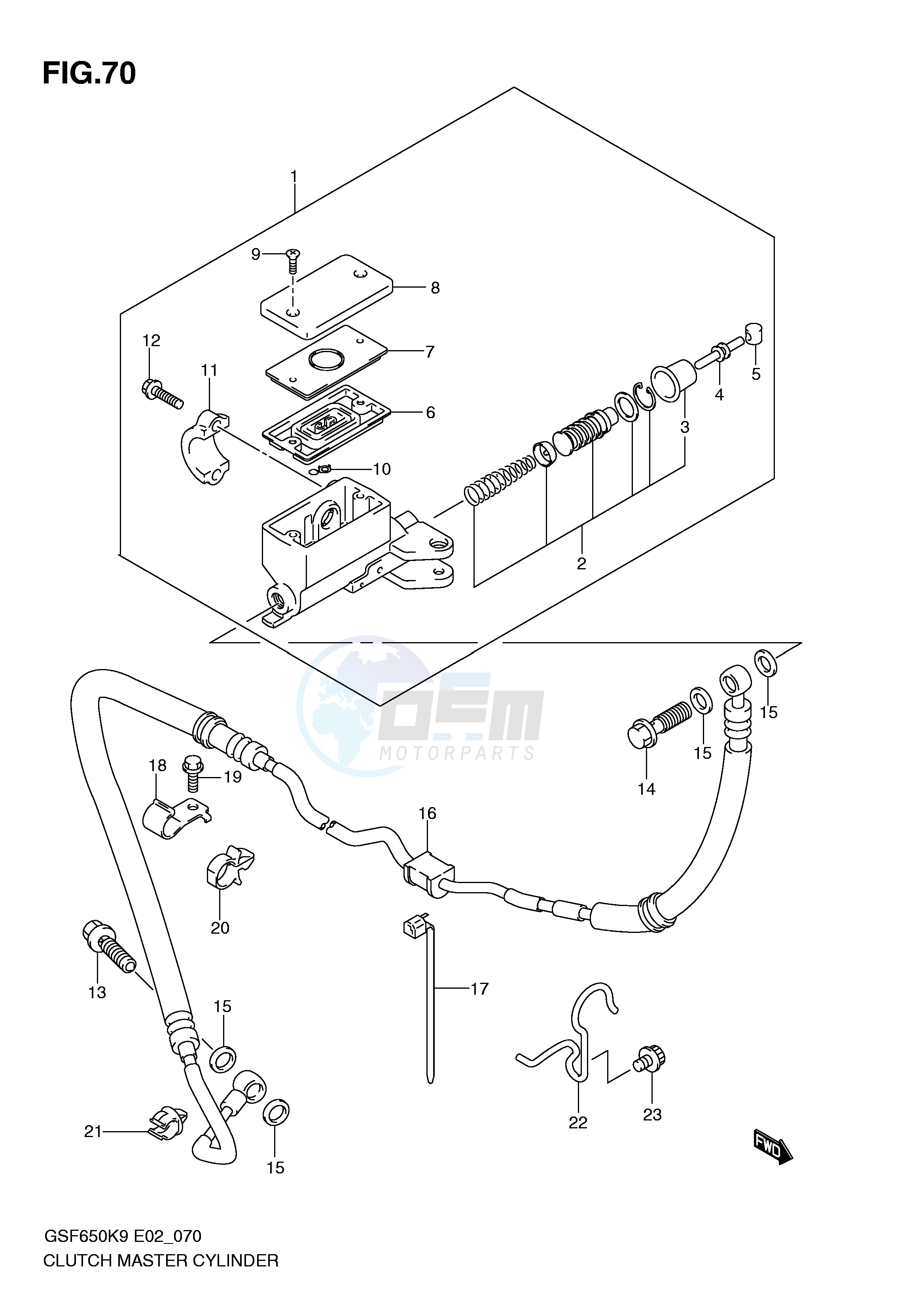 CLUTCH MASTER CYLINDER (SEE NOTE) blueprint