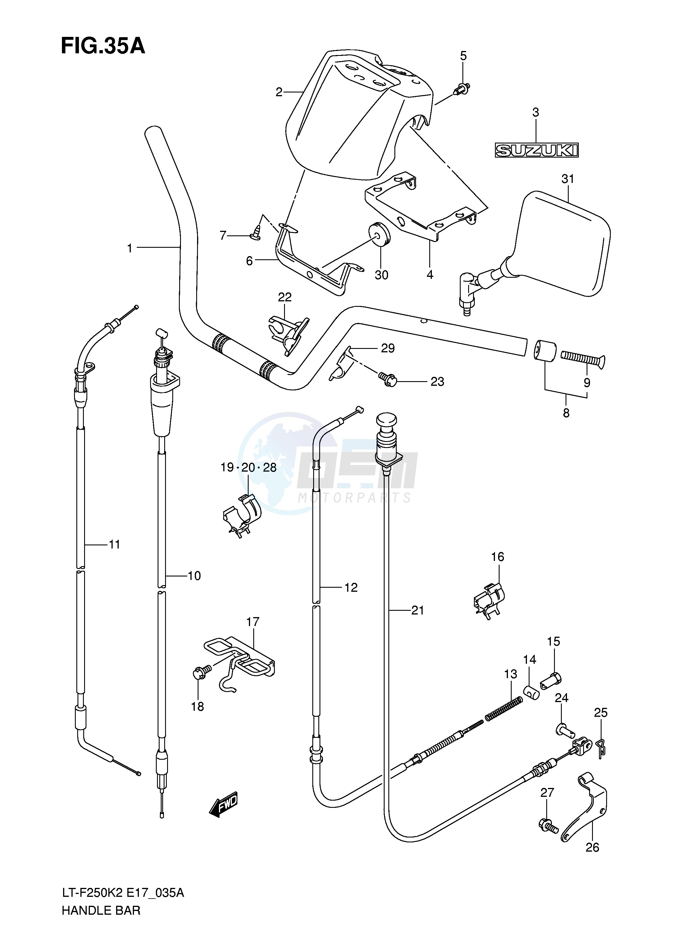 HANDLE BAR (MODEL K3 K4 K5 K6) blueprint
