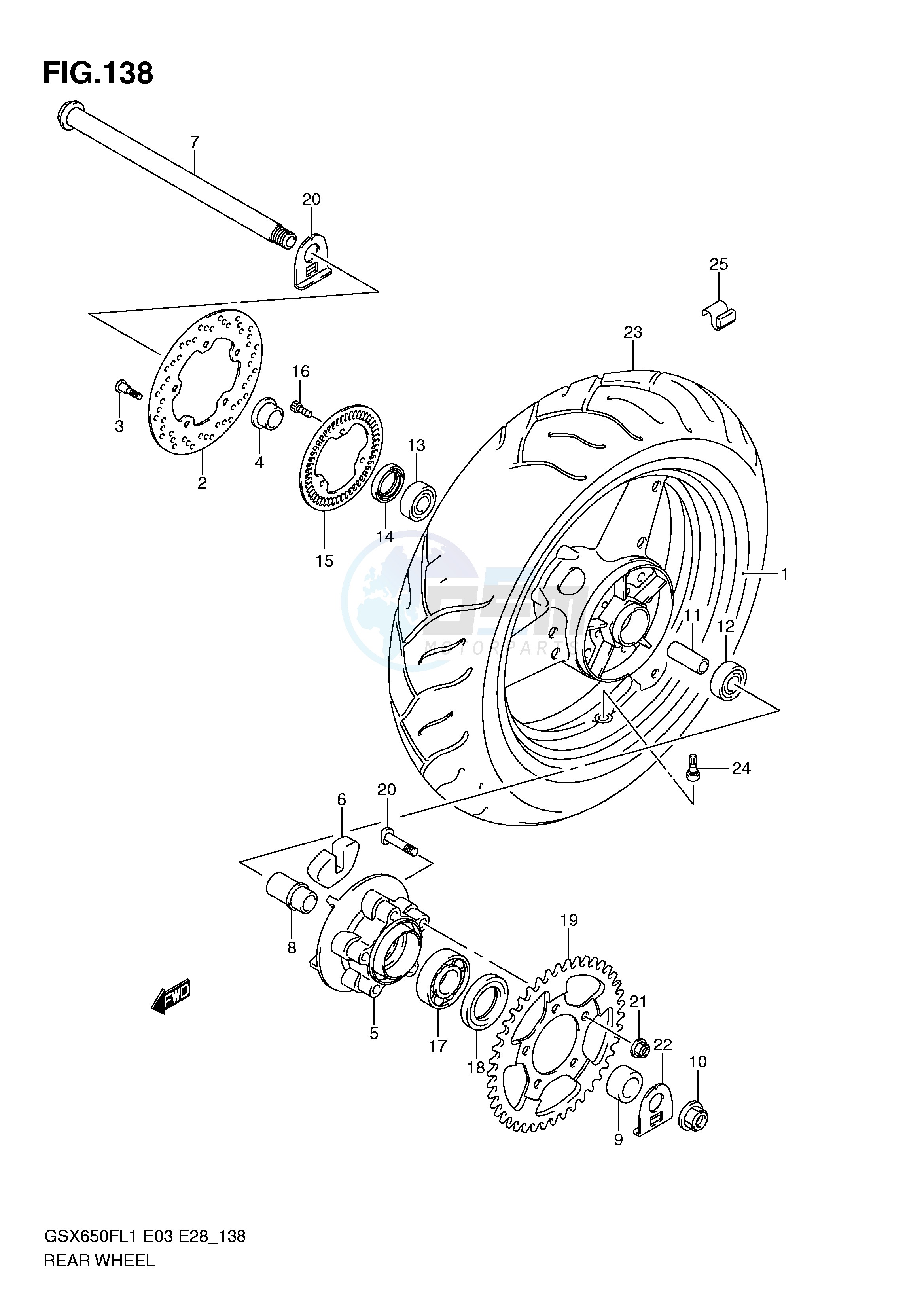 REAR WHEEL (GSX650FAL1 E28) image