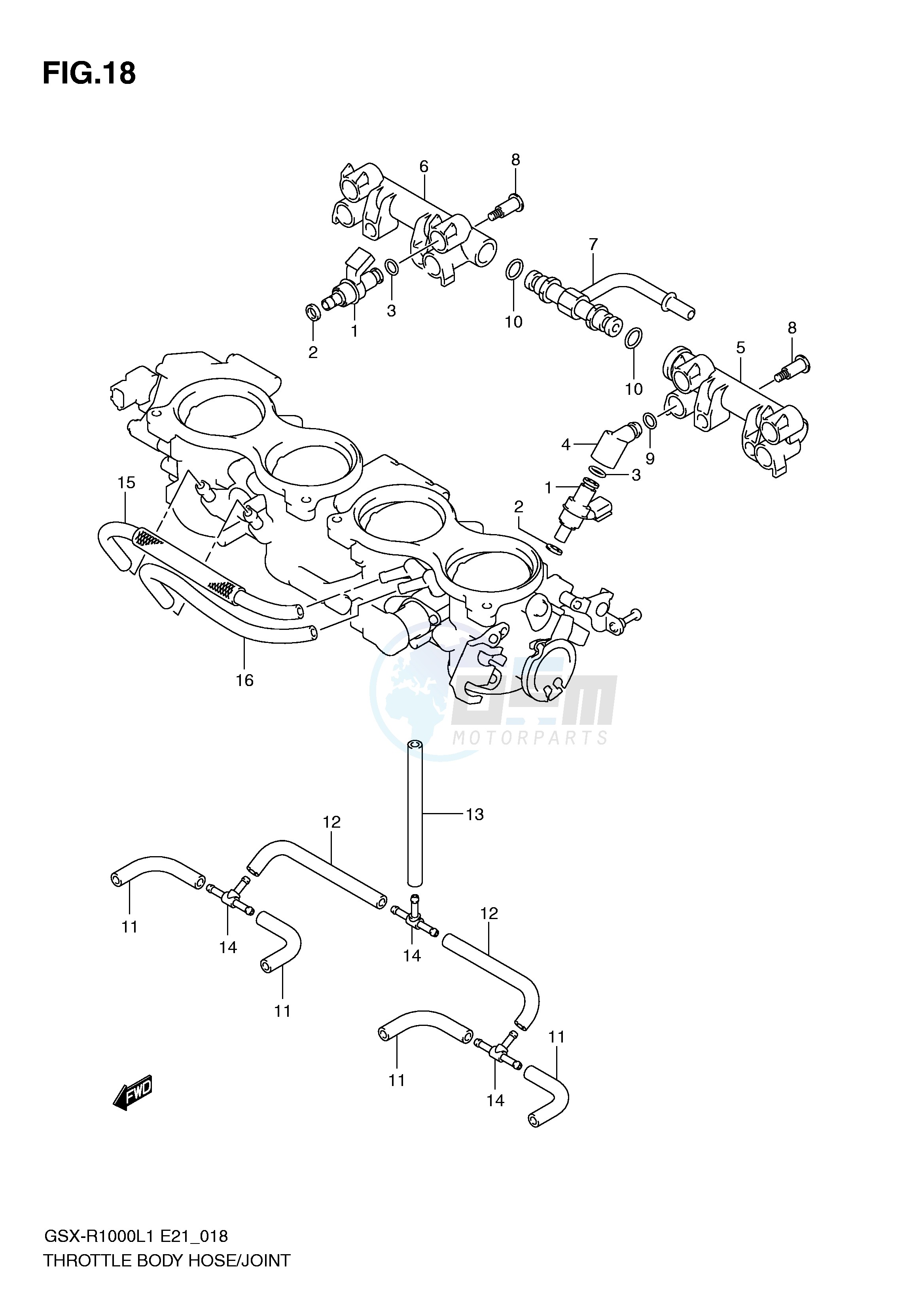 THROTTLE BODY HOSE JOINT (GSX-R1000L1 E21) image