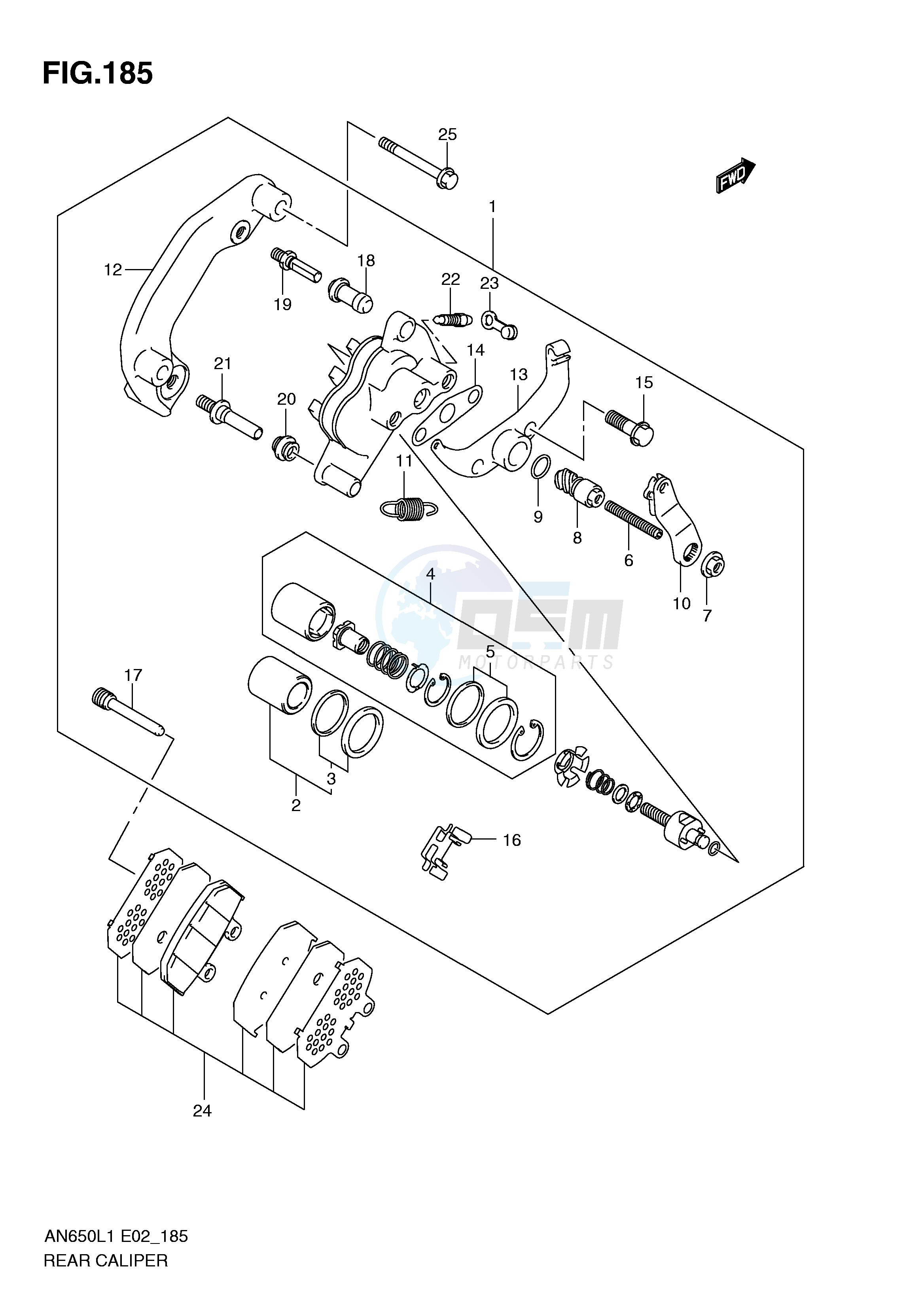 REAR CALIPER (AN650AL1 E19) blueprint