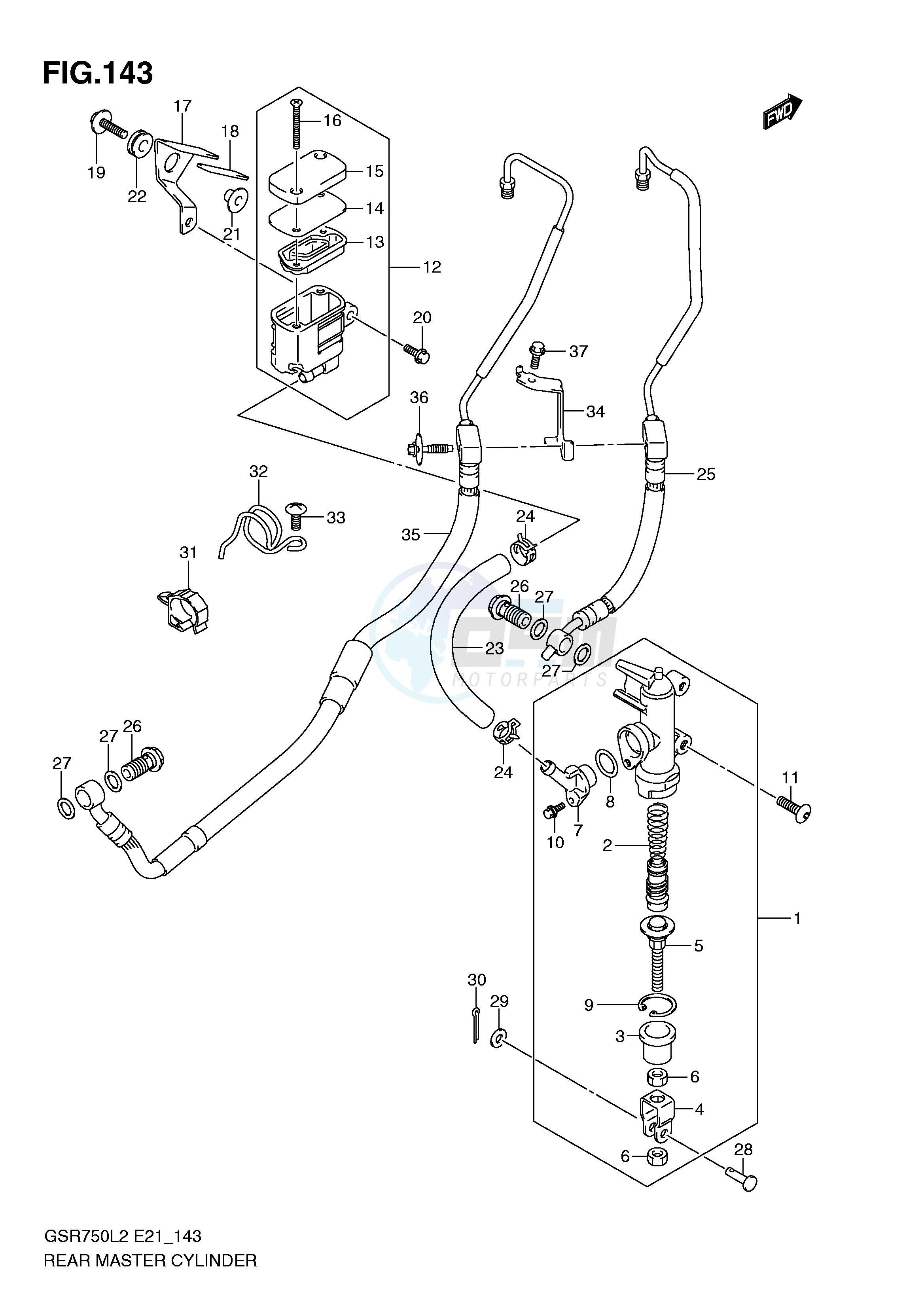 REAR MASTER CYLINDER (GSR750AUEL2 E21) blueprint