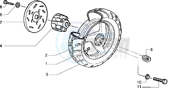 Rear wheel (Vehicle with rear hub brake) image