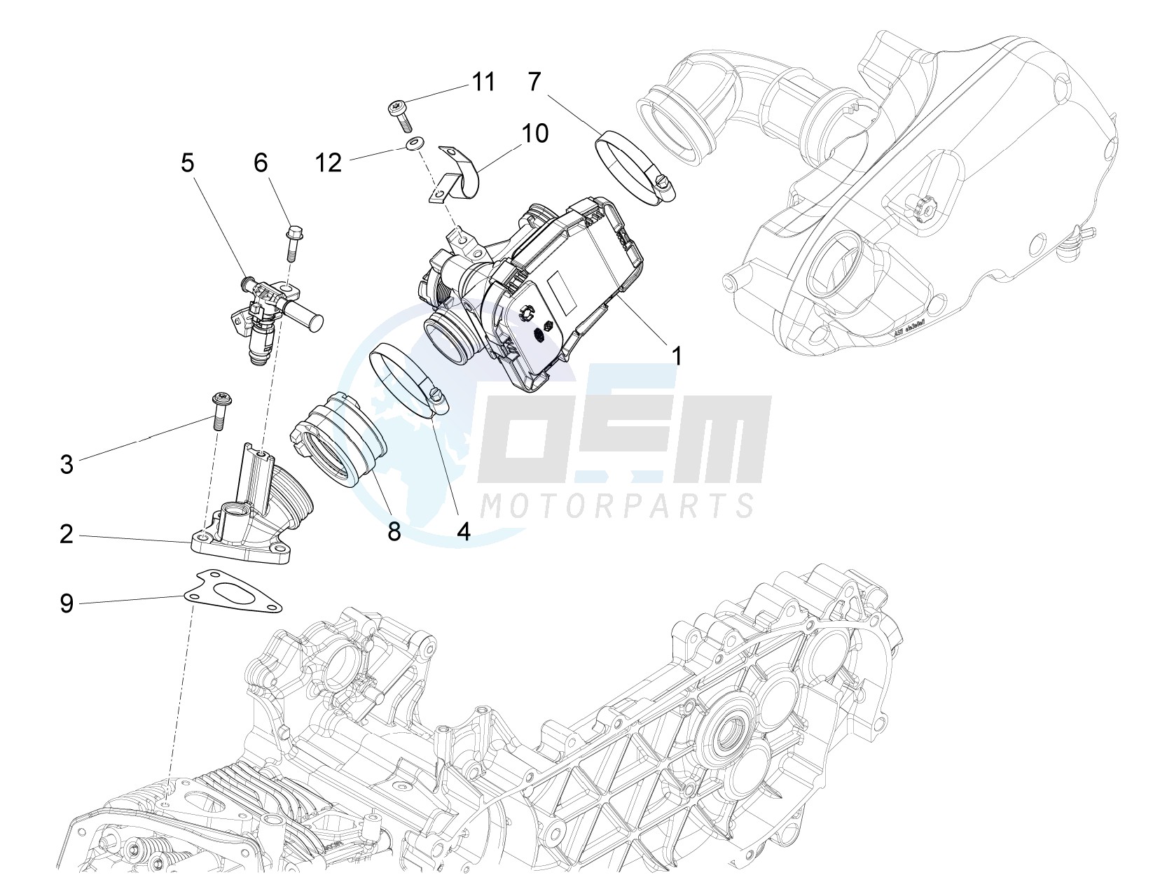 Throttle body - Injector - Union pipe blueprint