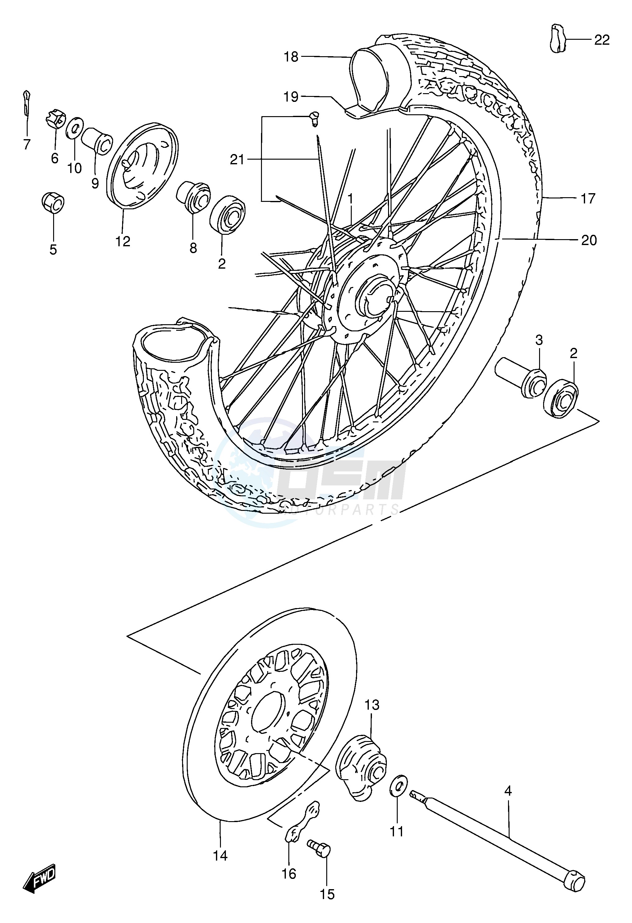 FRONT WHEEL (GN250F J K L M N P R) image