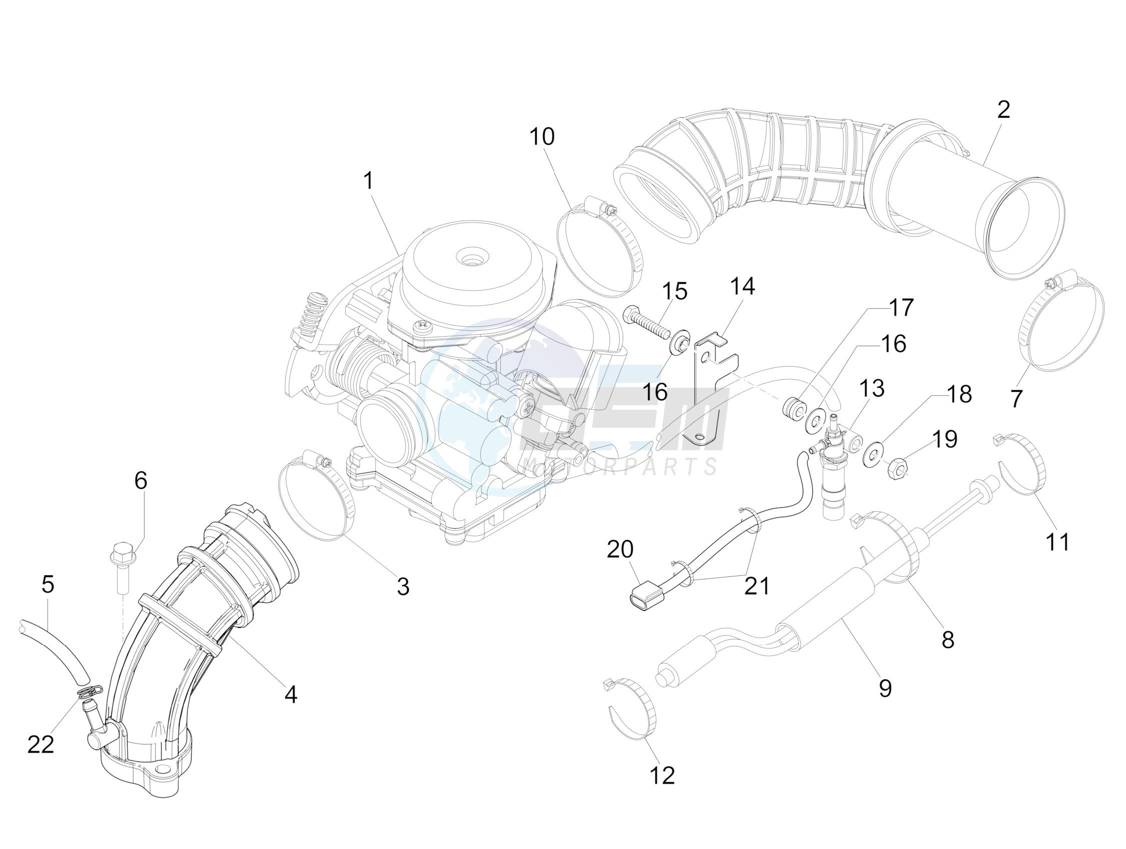 Carburettor, assembly - Union pipe image