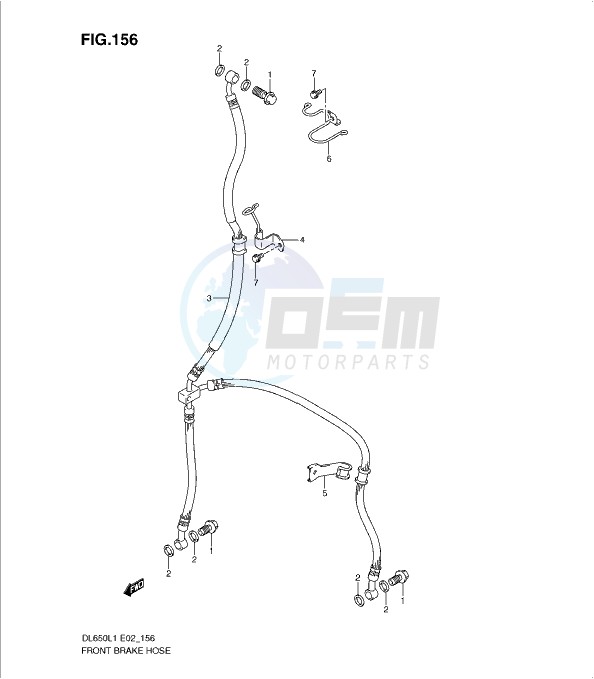 FRONT BRAKE HOSE (DL650UEL1 E19) image