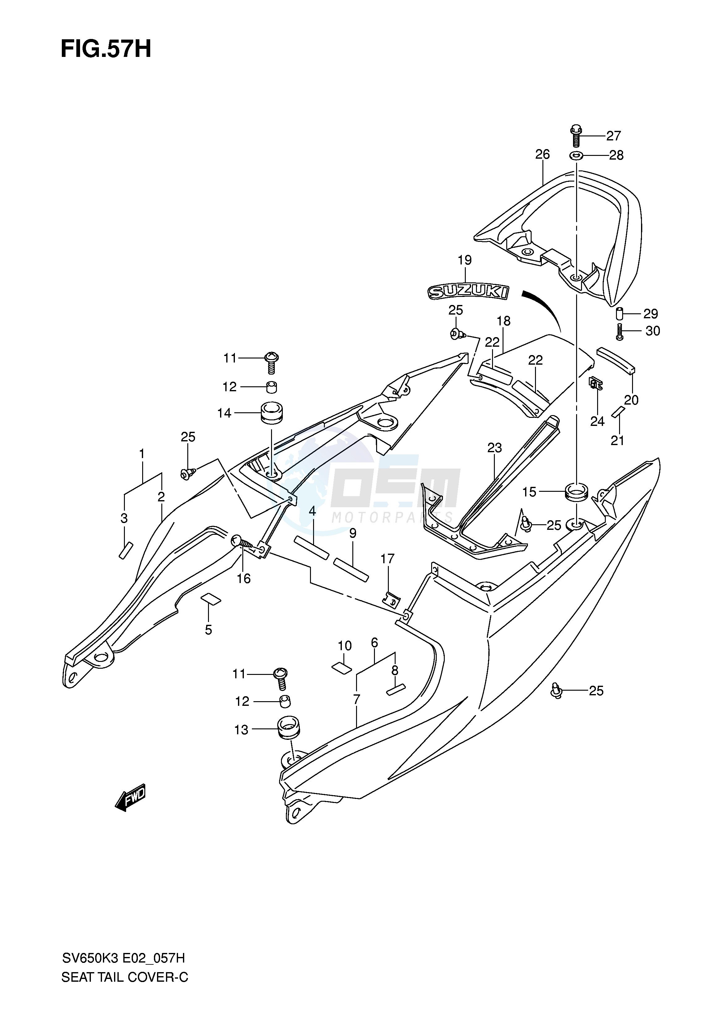 SEAT TAIL COVER (SV650SK7 SUK7 SAK7 SUAK7) blueprint