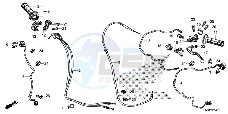 HANDLE LEVER/SWITCH/CABLE (CRF450RJ/RXJ) blueprint
