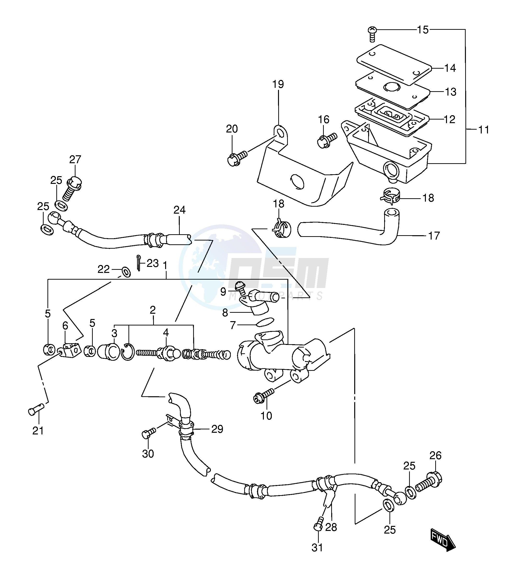 REAR MASTER CYLINDER (MODEL W X Y K1) image