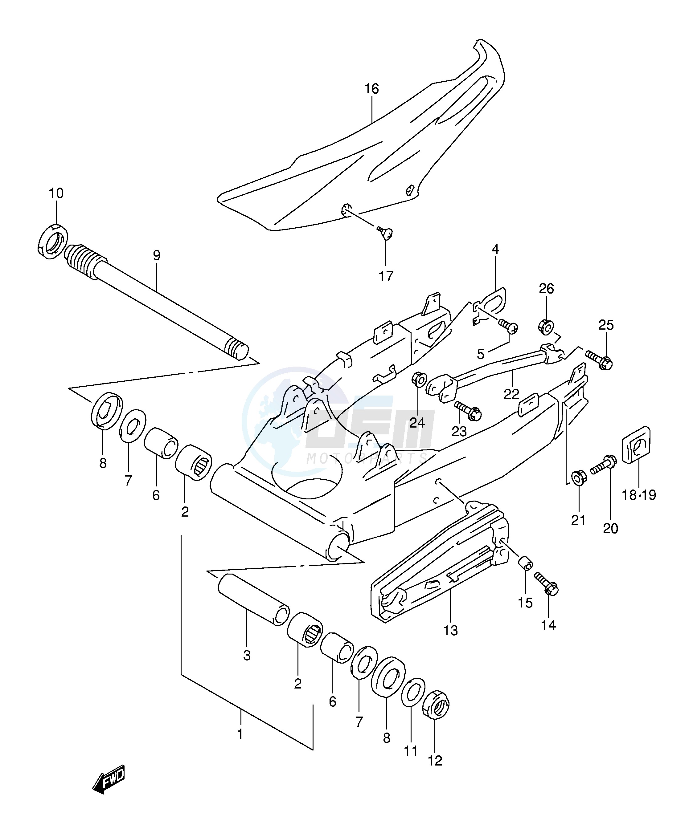 REAR SWINGING ARM (MODEL W X Y K1 E18,E22,E24) image