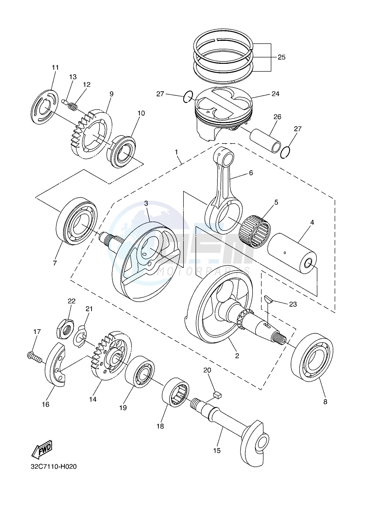 CRANKSHAFT & PISTON blueprint