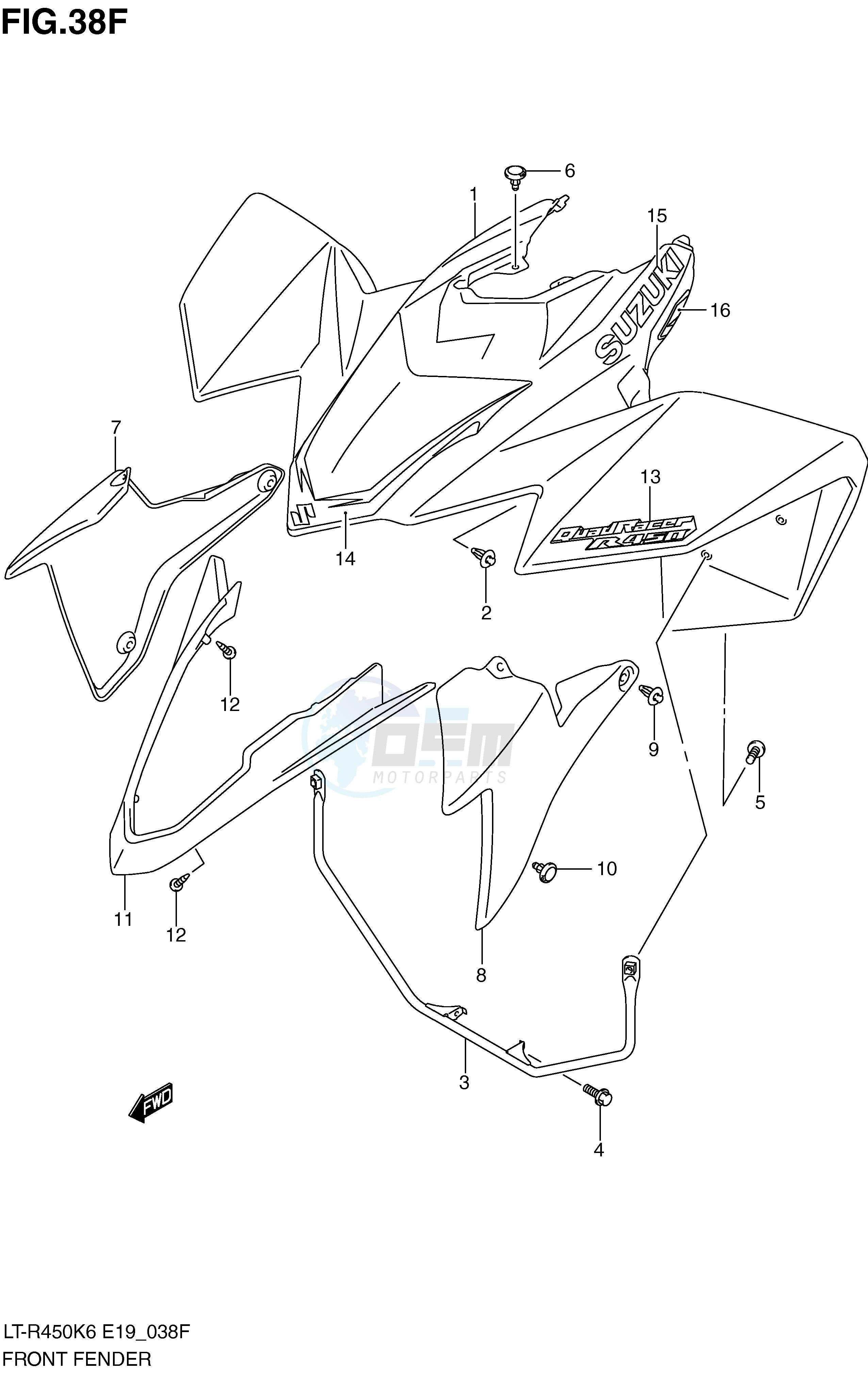 FRONT FENDER (LT-R450L0) blueprint